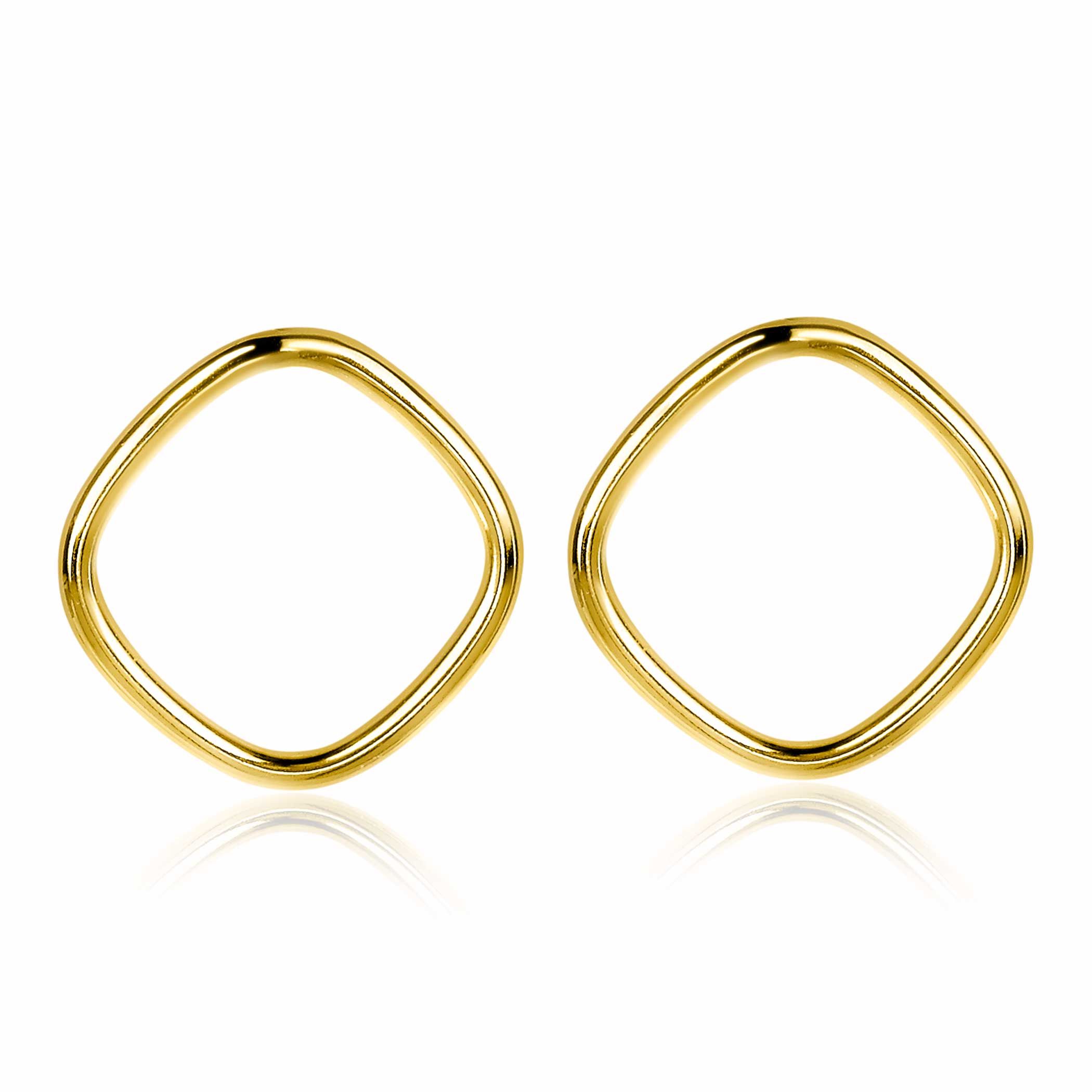 23mm ZINZI Gold Plated Sterling Silver Stud Earrings Open Square ZIO2094G