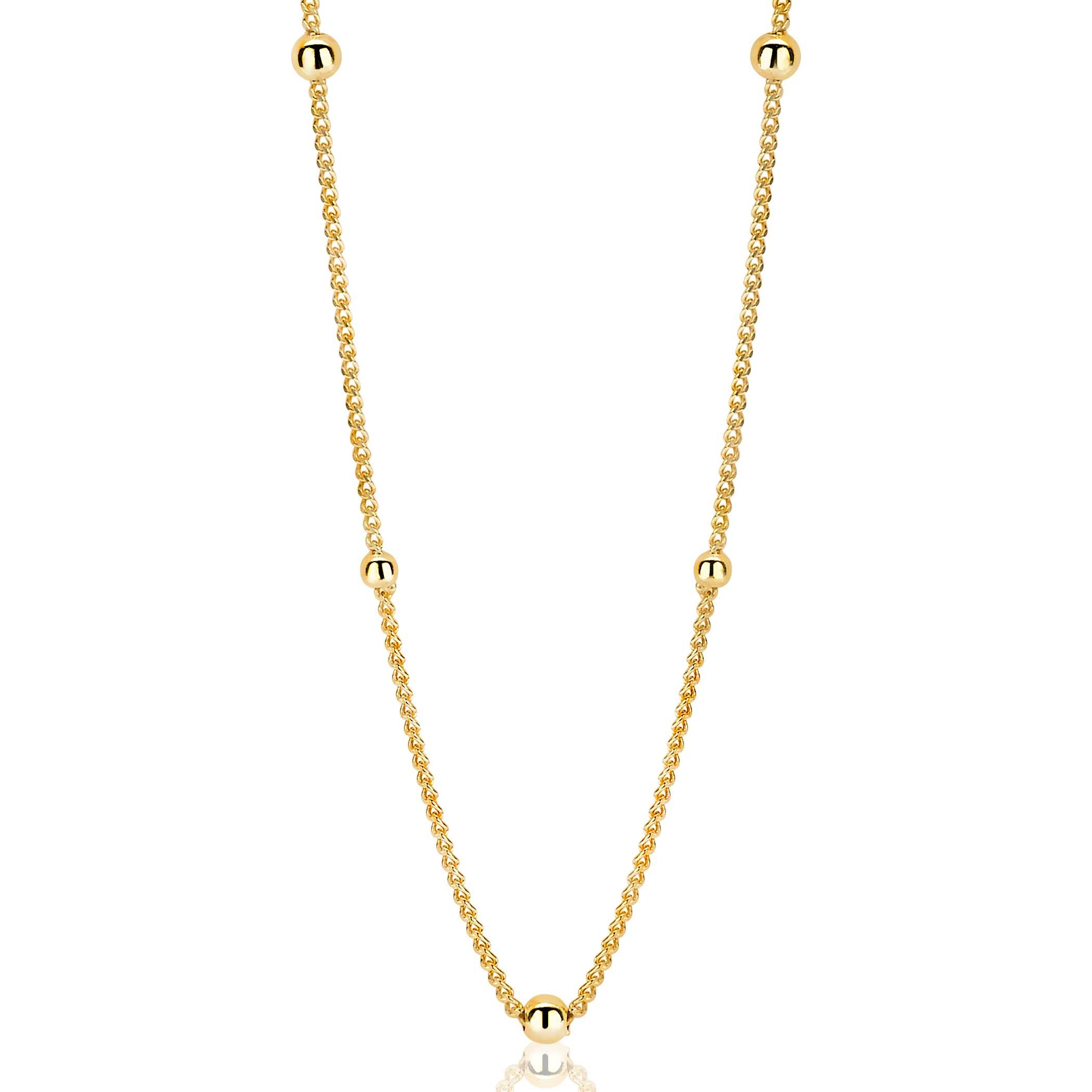 ZINZI Gold Plated Sterling Silver Curb Chain Necklace 45cm ZIC987G