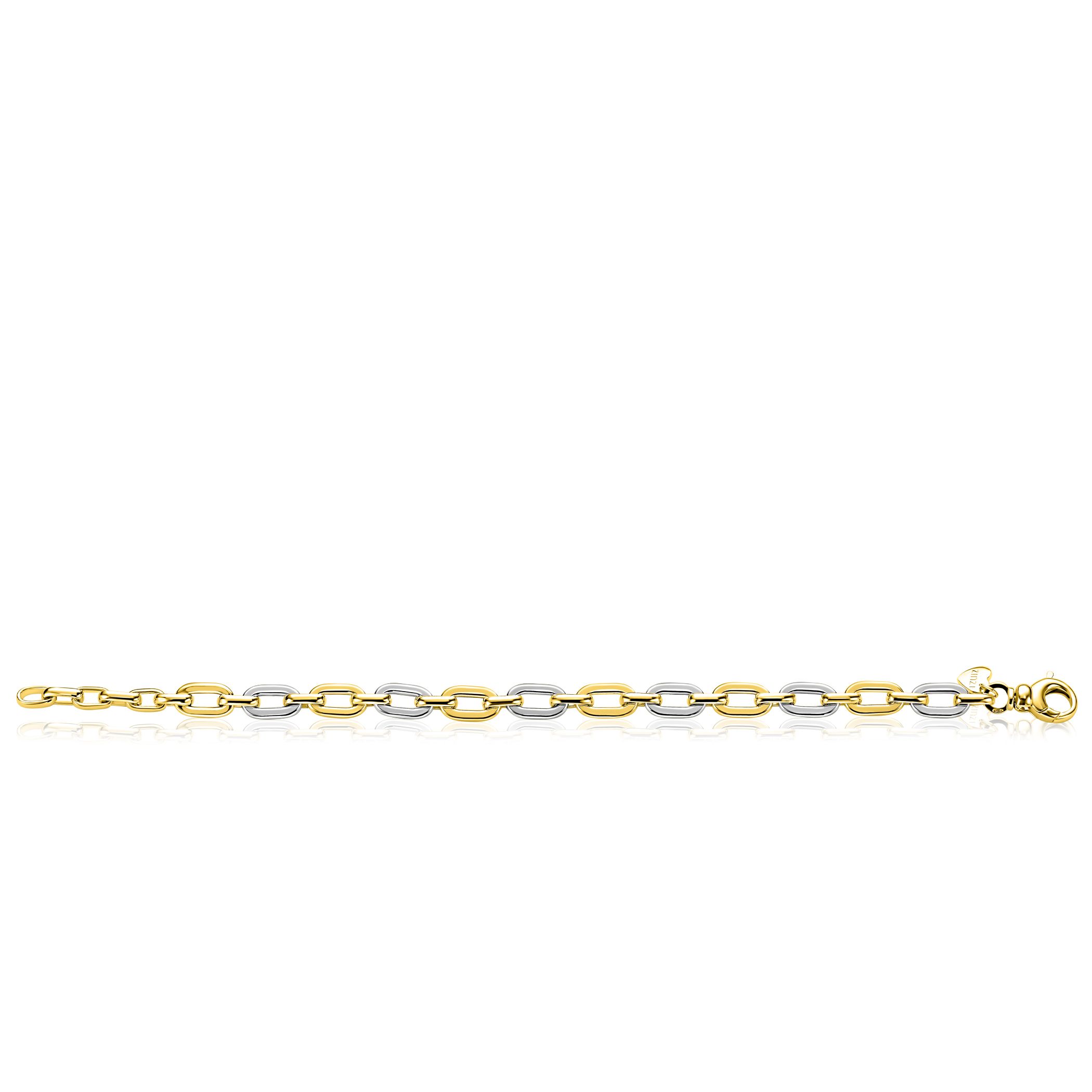 ZINZI zlv. armband bicolor met ovale schakels