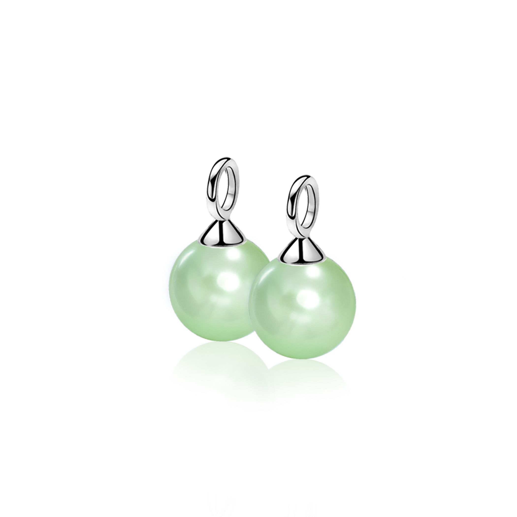 10mm ZINZI Sterling Silver Earrings Pendants Pearl Green ZICH266M (excl. hoop earrings)
