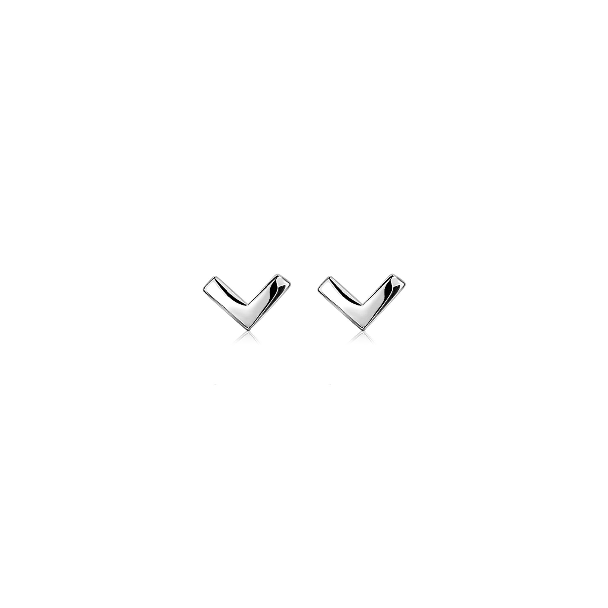 7mm ZINZI Sterling Silver Stud Earrings Shiny V-Shape ZIO1380