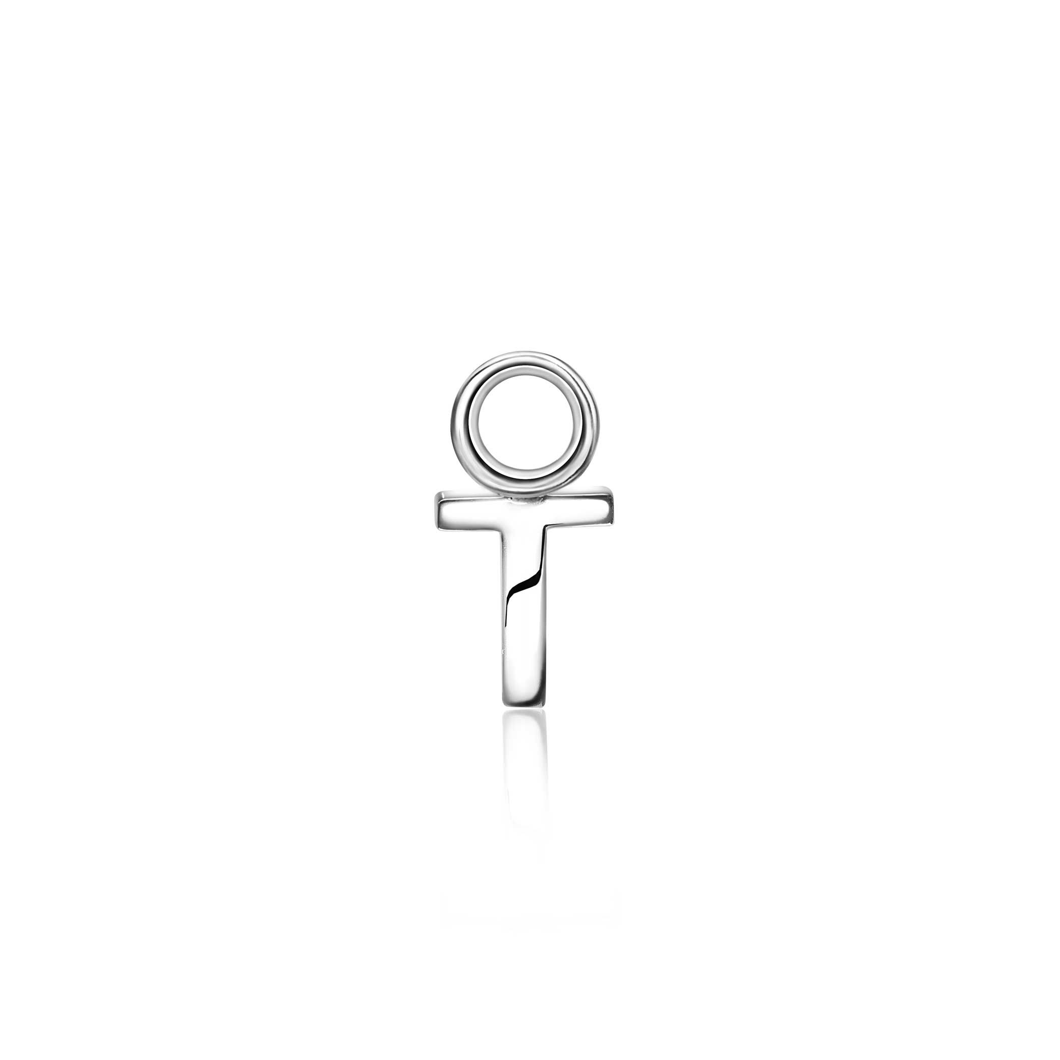 ZINZI Sterling Silver Letter Earrings Pendant T price per piece ZICH2144T (excl. hoop earrings)