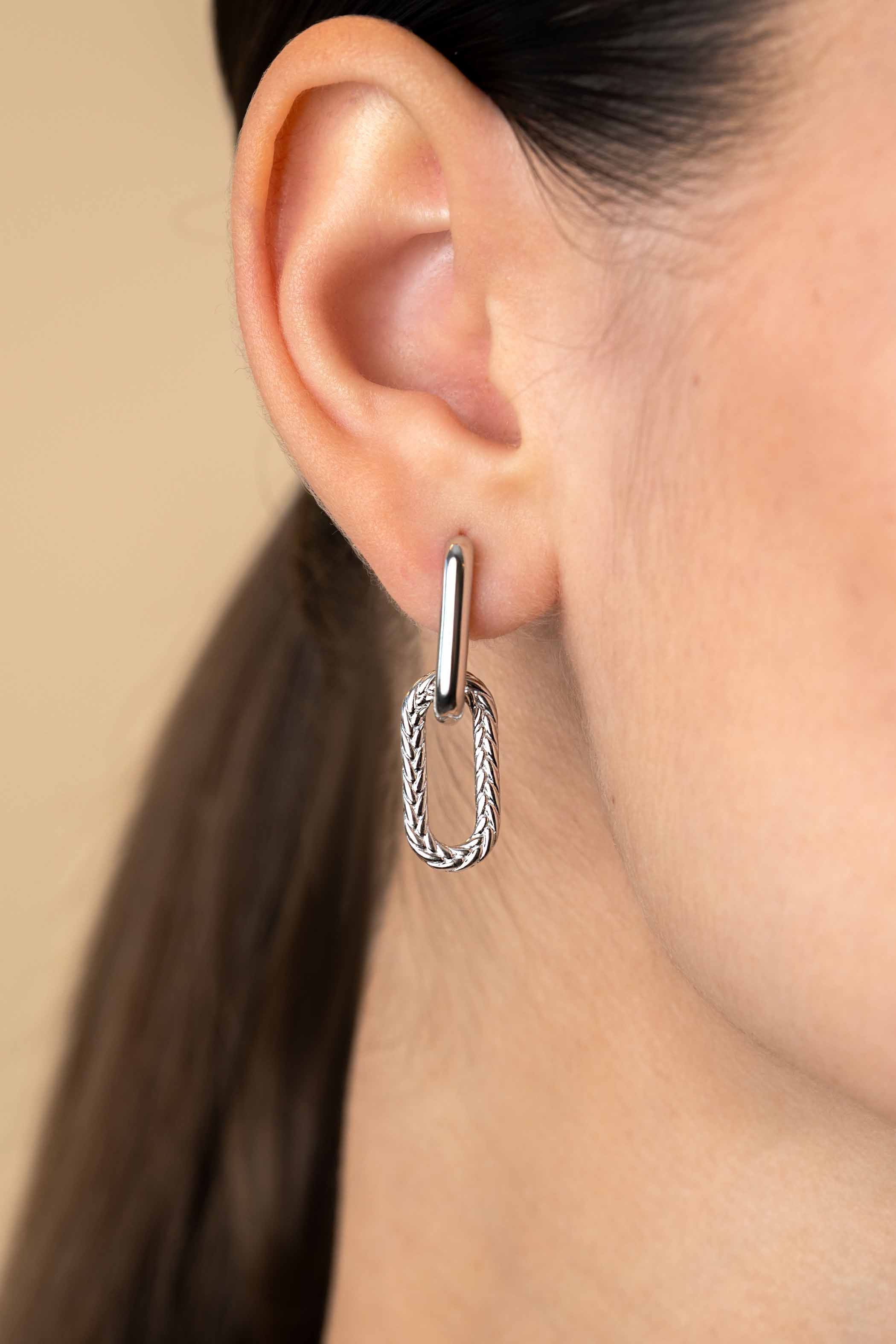 20mm ZINZI Sterling Silver Earrings Pendants Oval with Rope Design ZICH2553 (excl. hoop earrings)