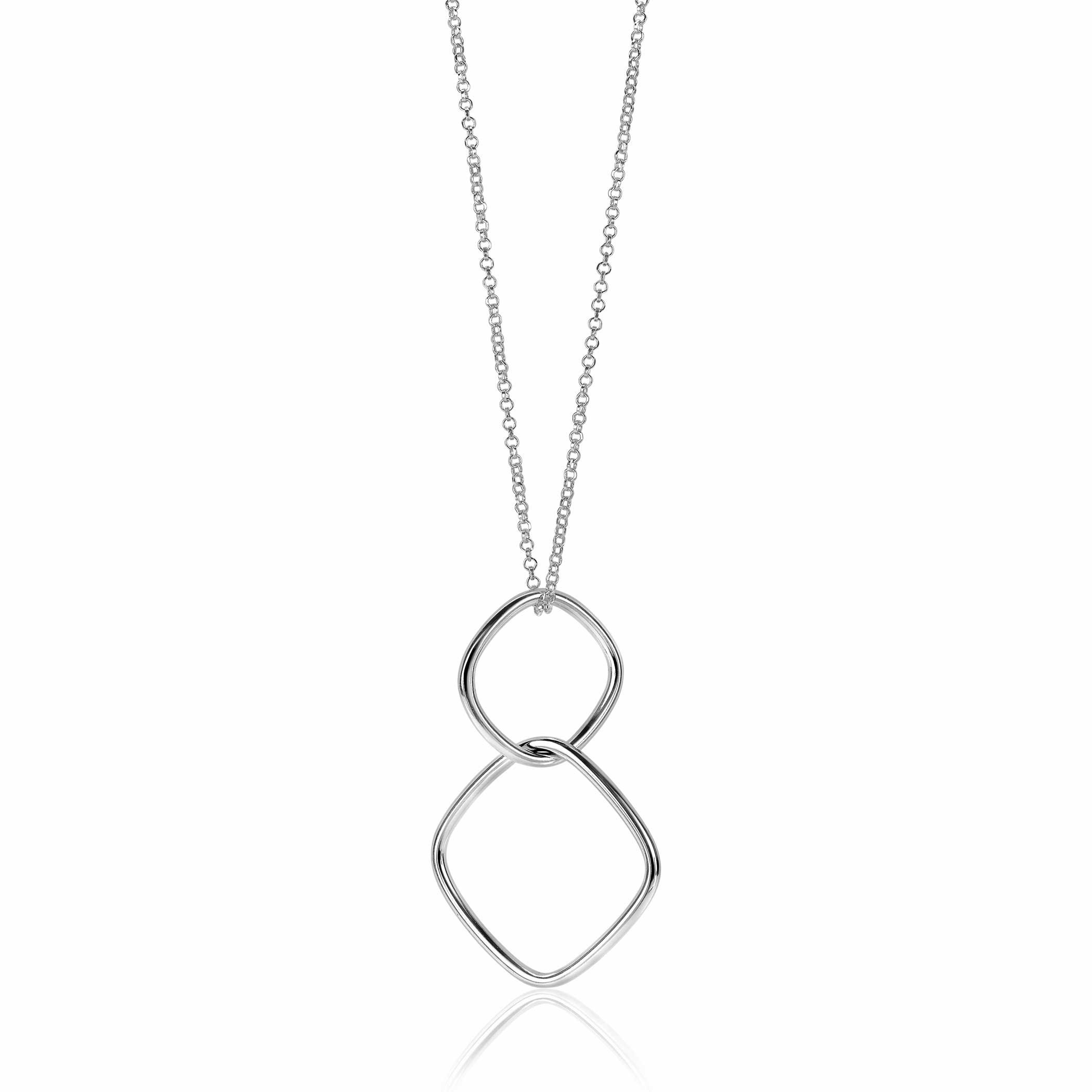 ZINZI Sterling Silver Necklace Square Pendants 60cm ZIC2096
