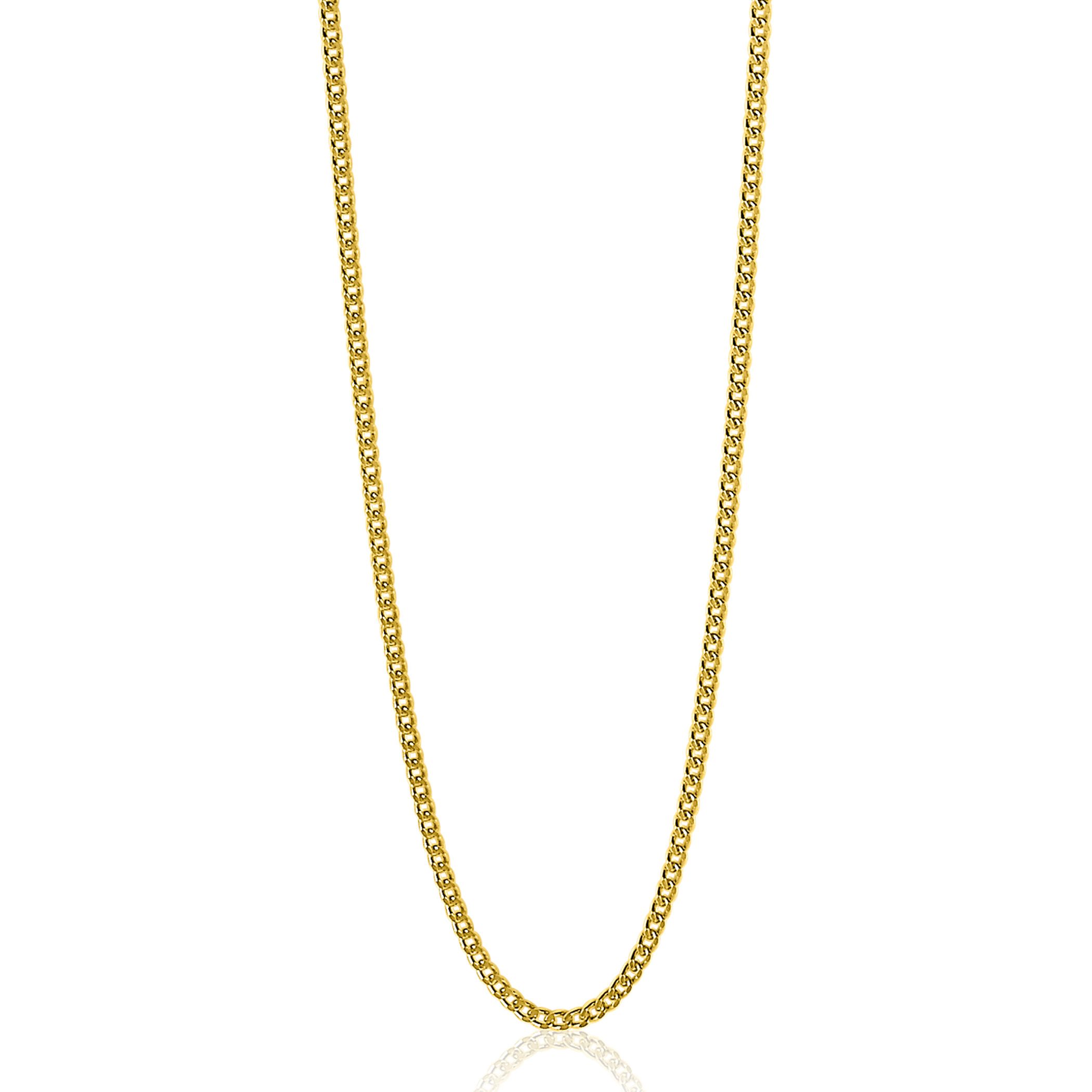 45cm ZINZI Gold Plated Sterling Silver Curb Chain Necklace ZILC-G45G