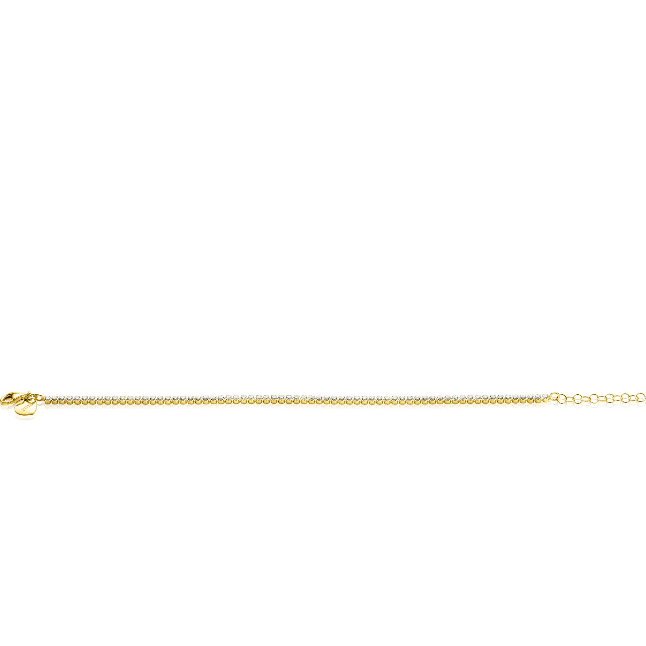 ZINZI gold plated silver tennis bracelet 2.5mm wide set with white zirconia in round settings 17-20cm ZIA2590Y