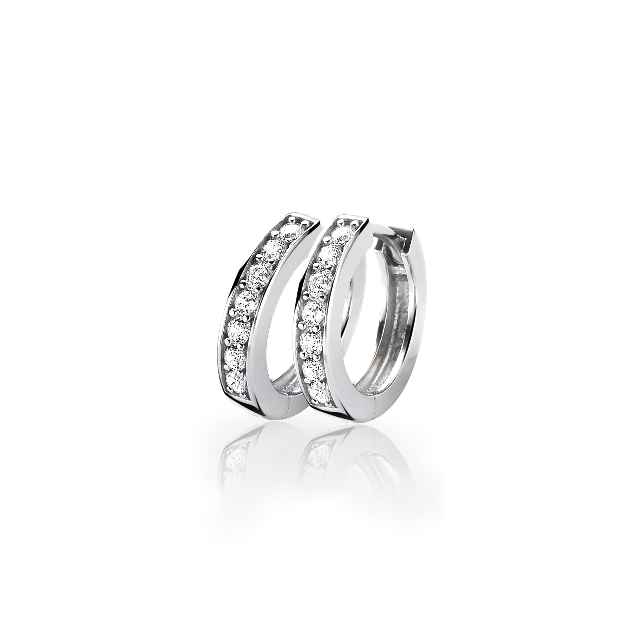 15mm ZINZI Sterling Silver Hoop Earrings White Zirconias width 3mm ZIO191Z