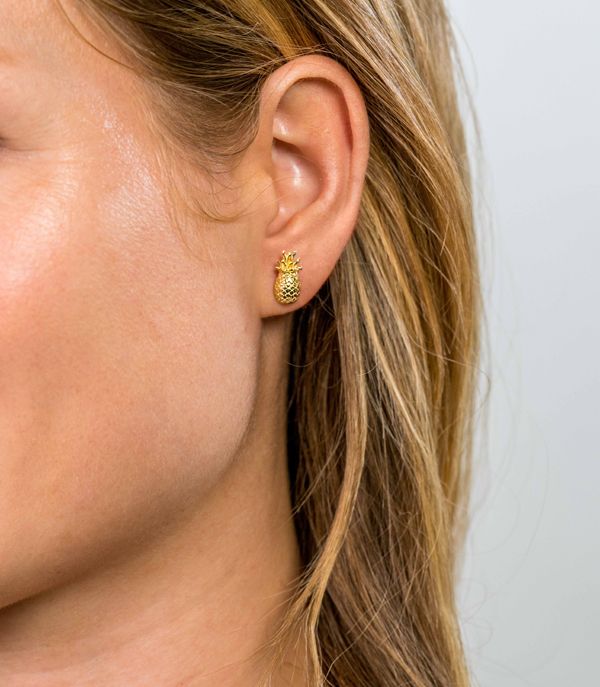ZINZI Gold Plated Sterling Silver Stud Earrings Pineapple ZIO1699G