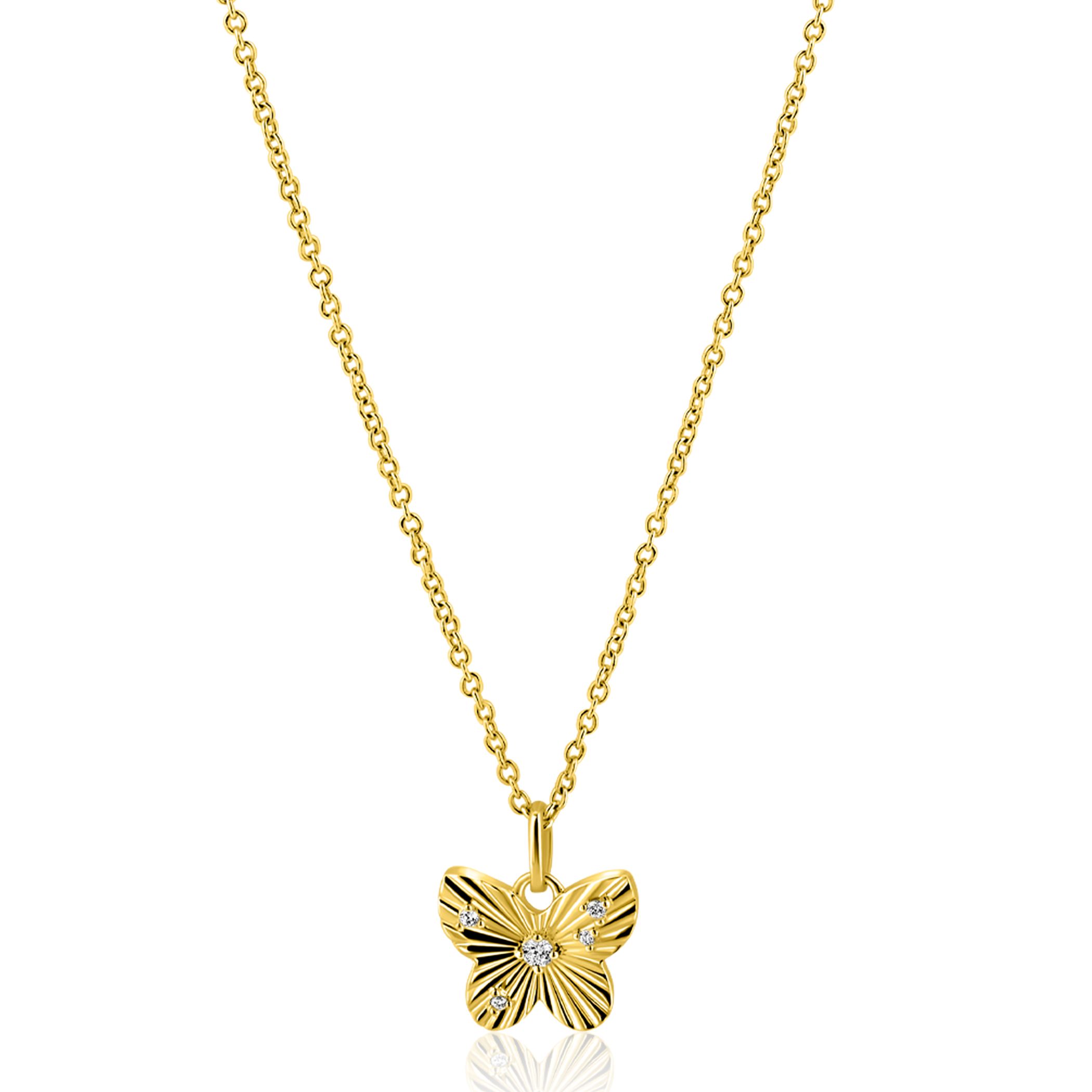 ZINZI zlv.collier gg.verg.hanger vlinder met zirc.