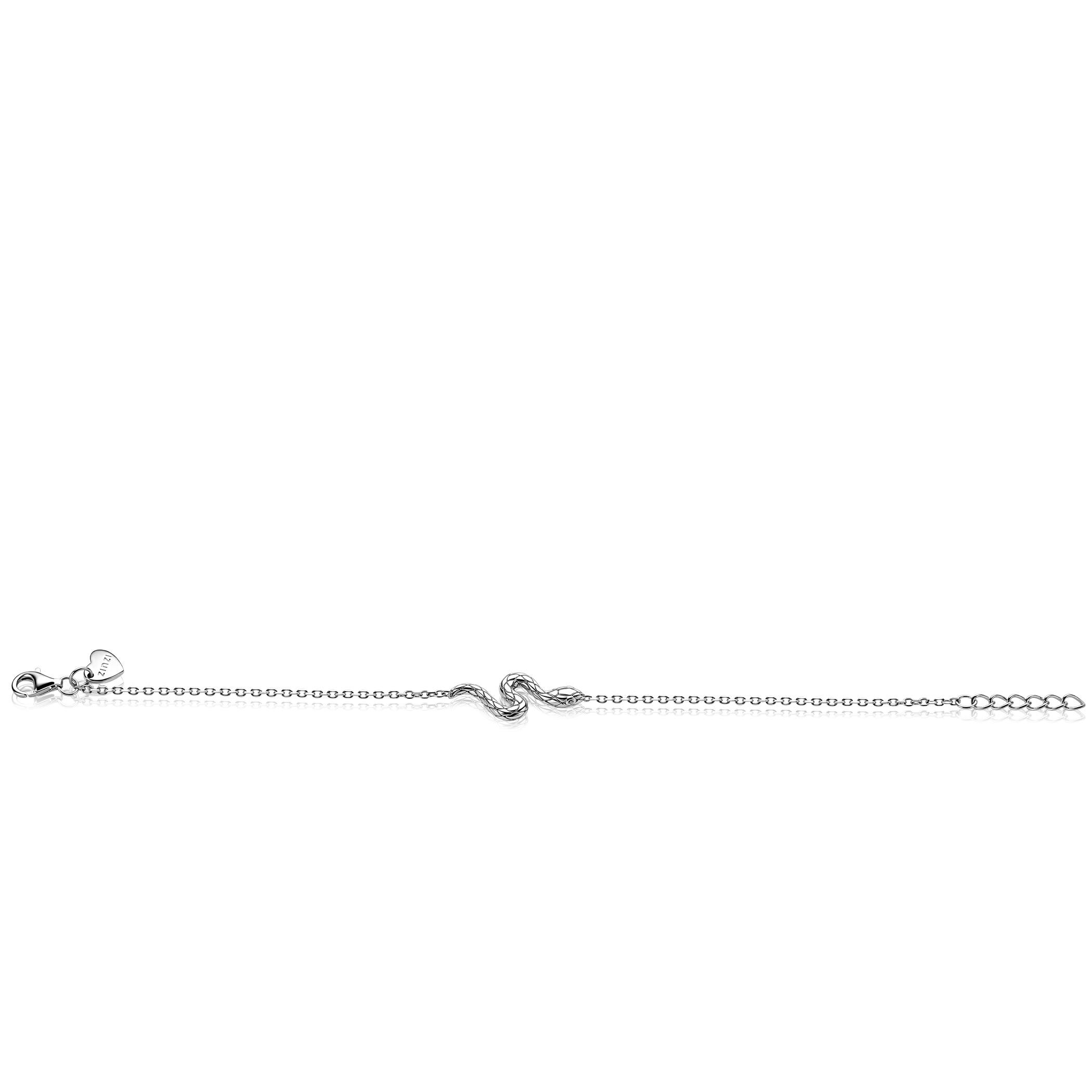 ZINZI zlv. armband met slang ertussen zirc.ogen