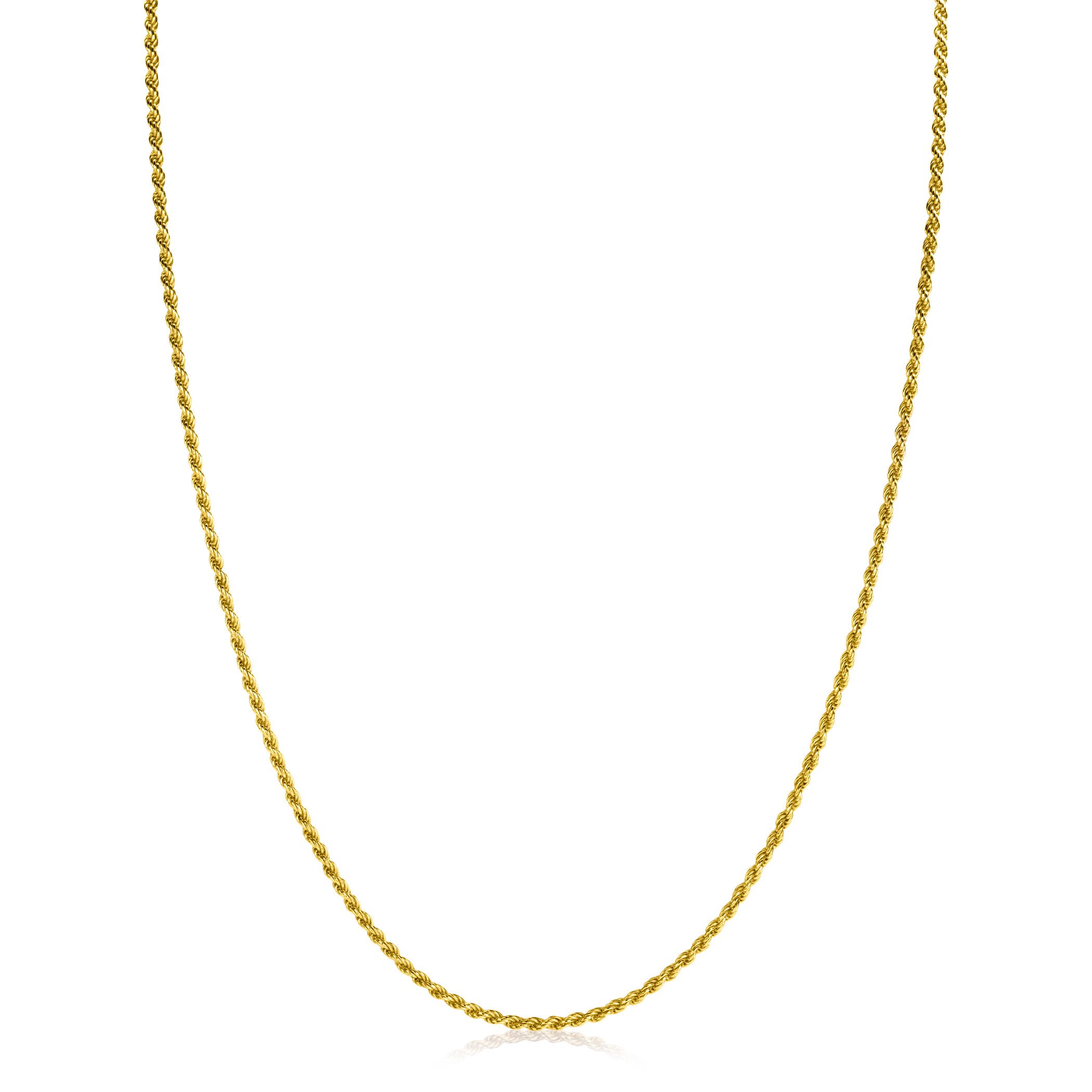 45cm ZINZI Gold Plated Sterling Silver Rope Necklace ZILC-K45G