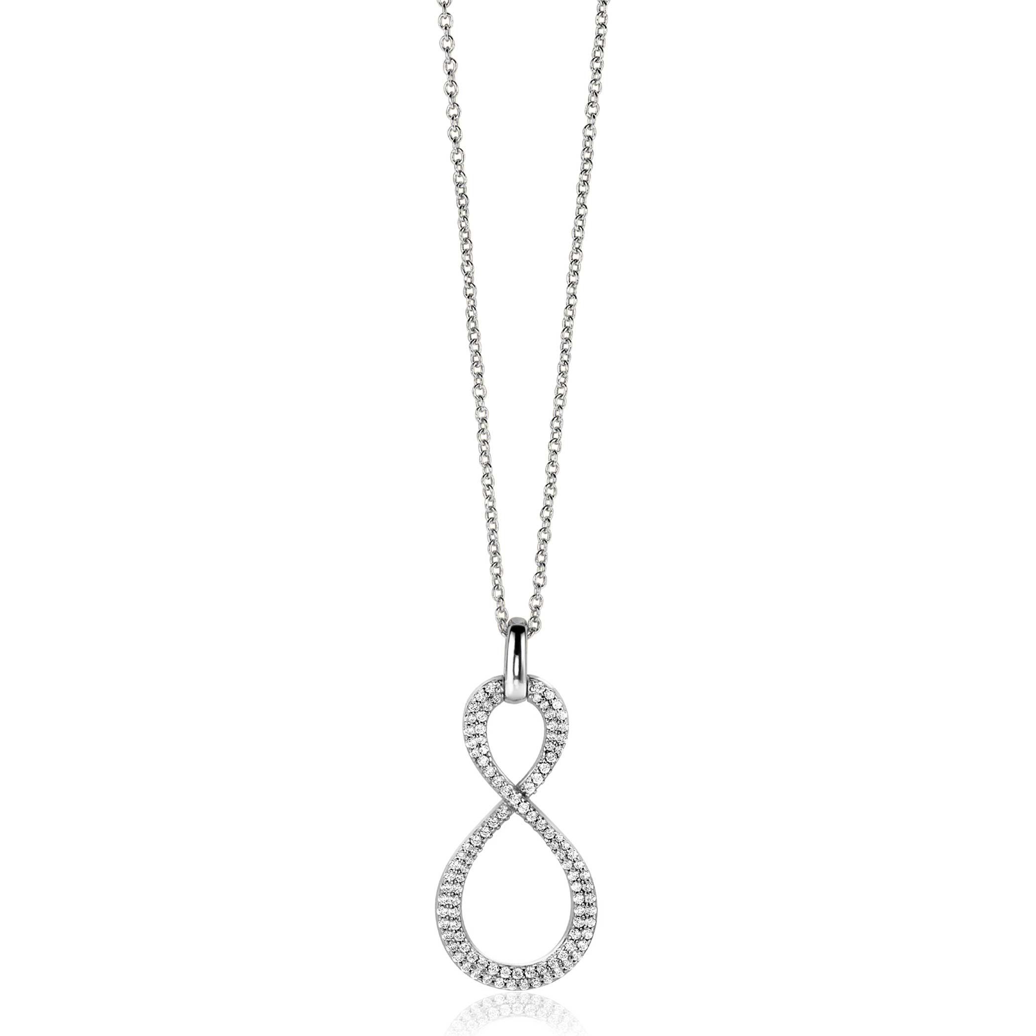 35mm ZINZI Sterling Silver Infinity Pendant White Zirconias ZIH2570 (excl. necklace)