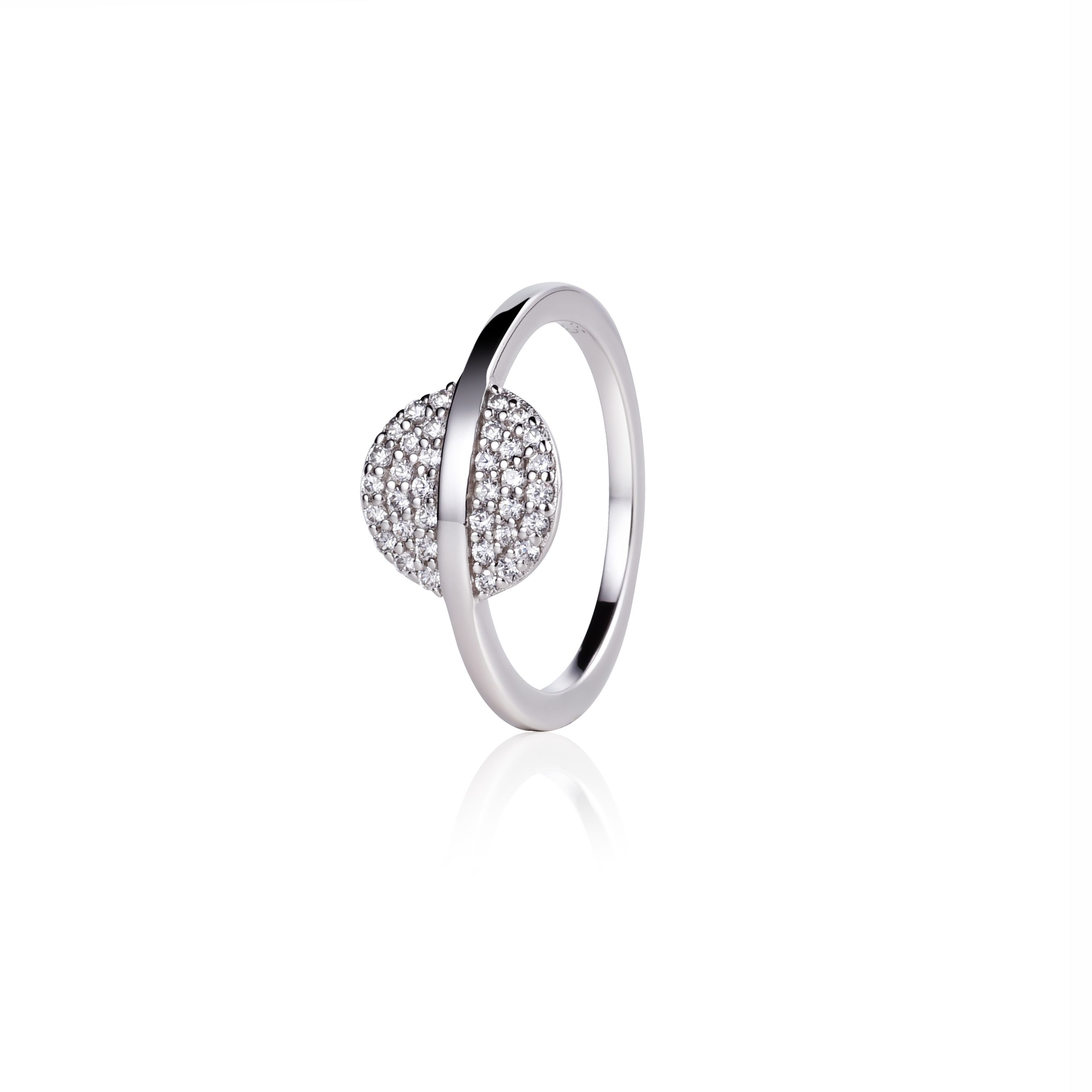 ZINZI Sterling Silver Ring Round White ZIR1444