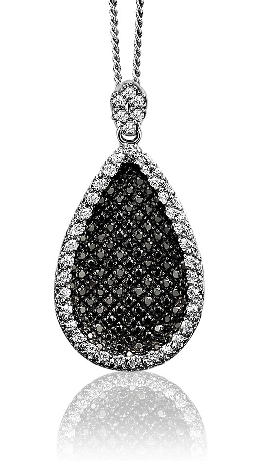 ZINZI Sterling Silver Oval Pendant Black ZIH963