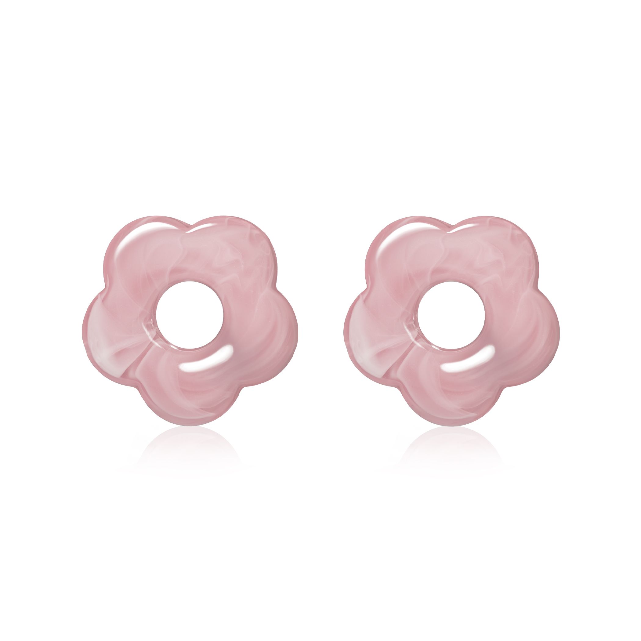 26mm flower-shaped pink synthetic earring charms ZICH2720RA