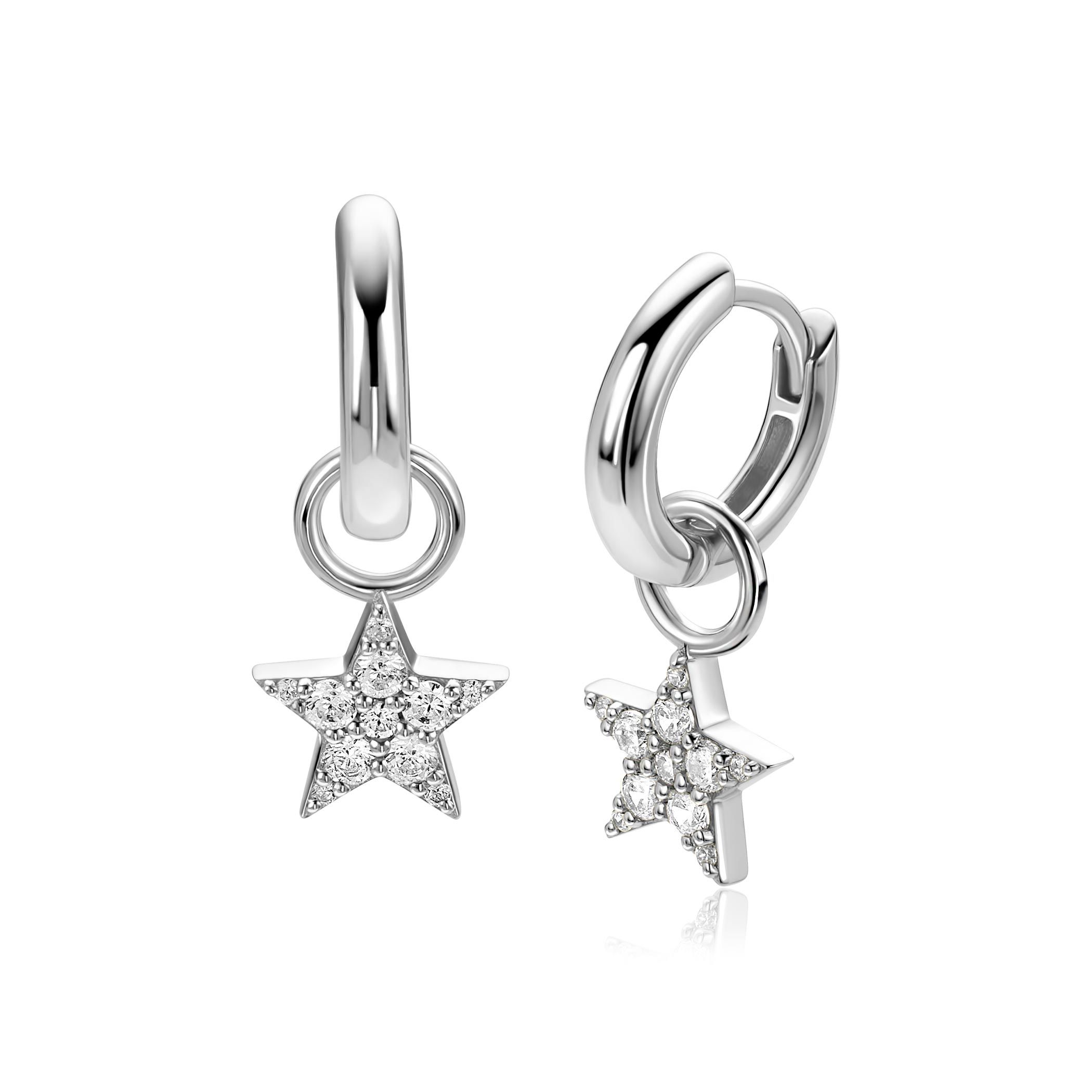 ZINZI zlv. oorbedels ster pave bezet zirconia's