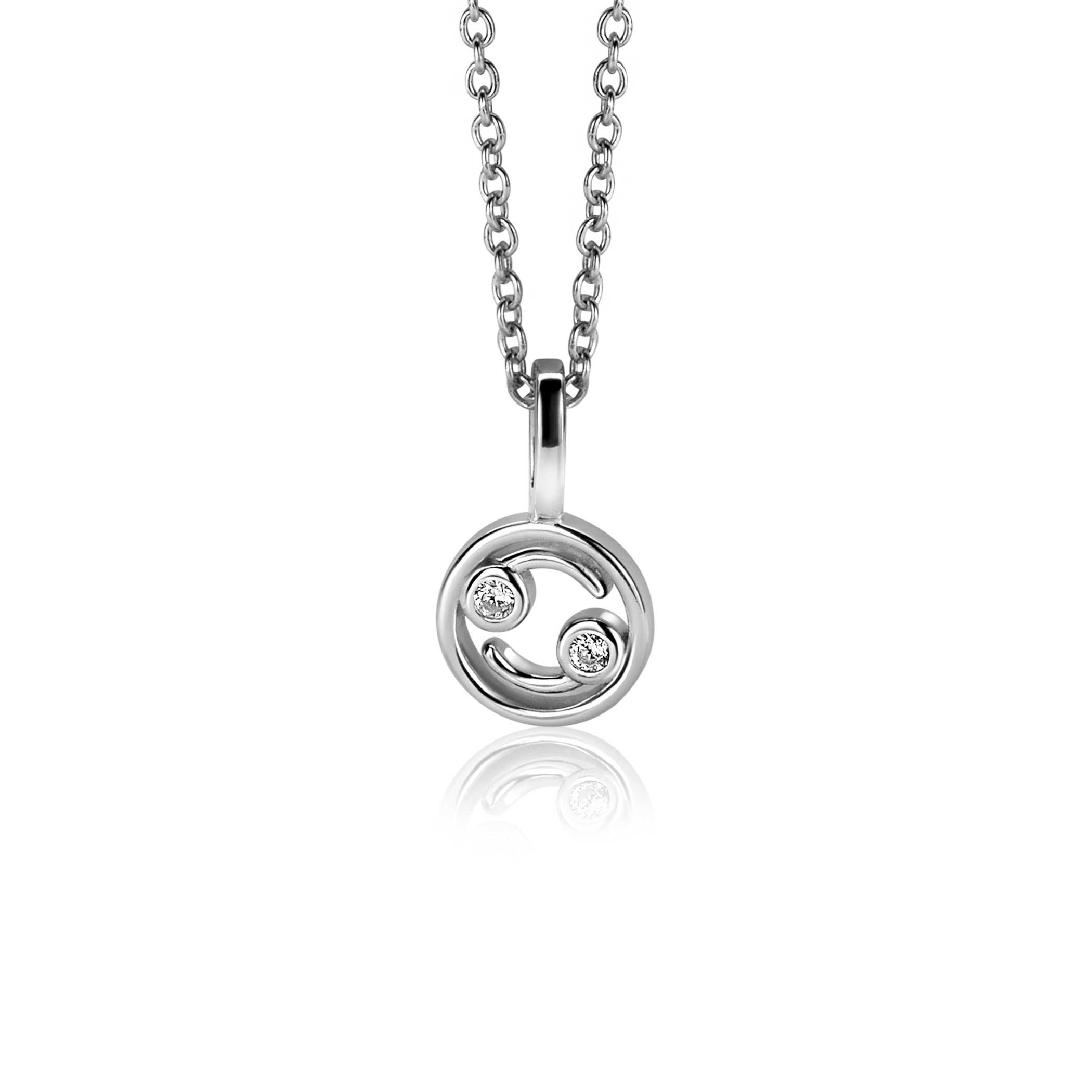 9mm ZINZI silver Cancer zodiac sign pendant set with white zirconias ZIH-KRE (without necklace)