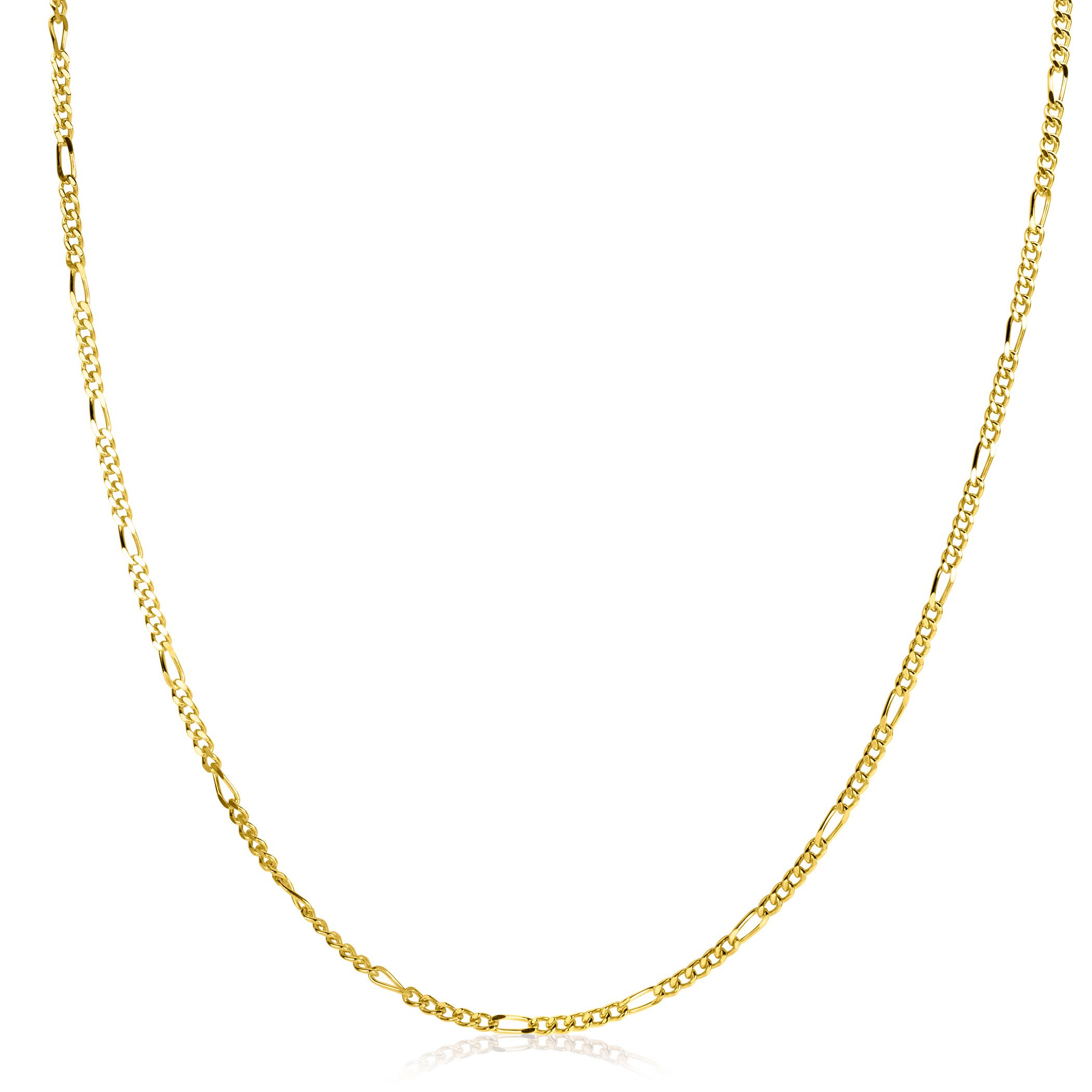 45cm ZINZI Gold Plated Sterling Silver Figaro Necklace ZILC-F45G