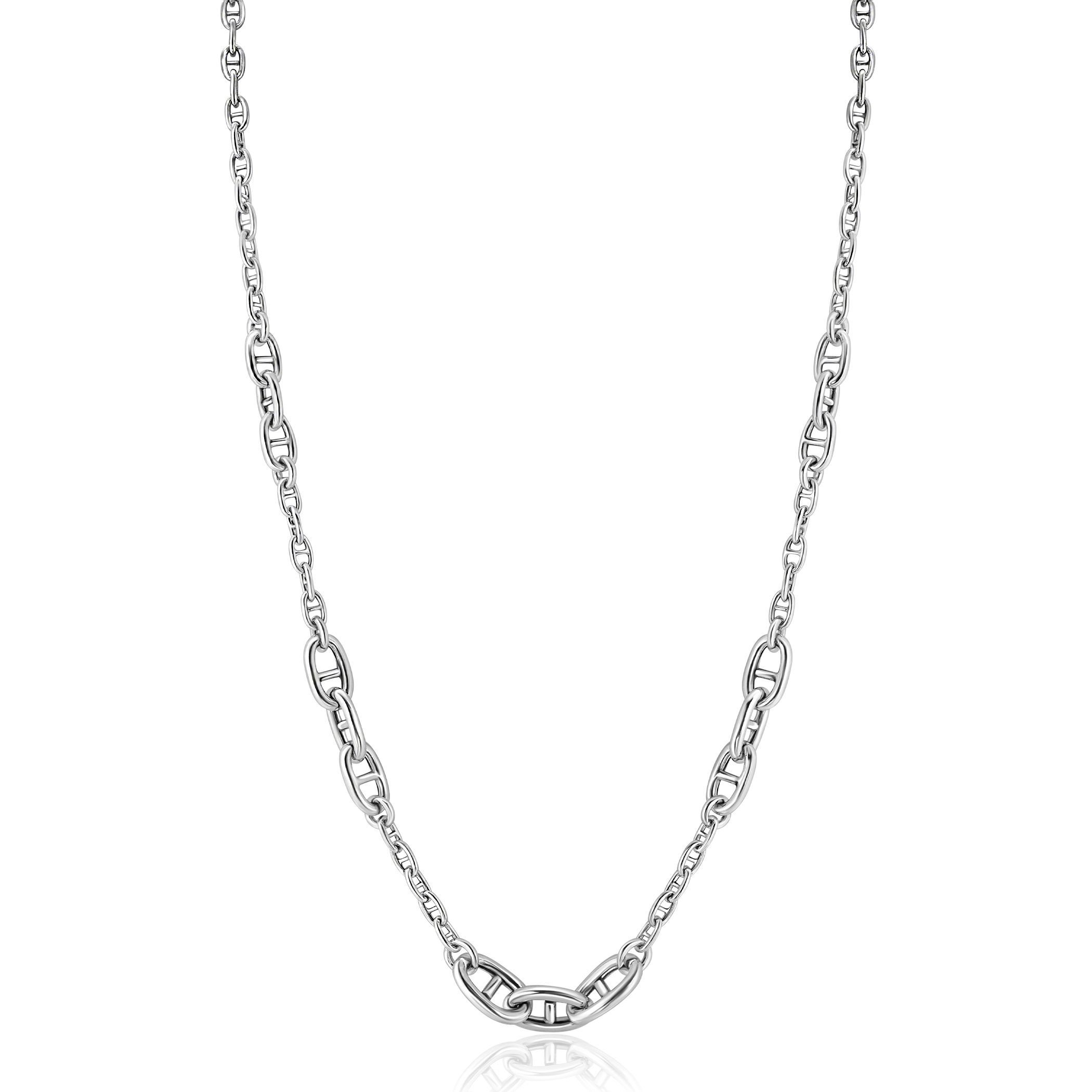 ZINZI Sterling Silver Marine Chain Necklace with Trendy Larger Marine Chains 7mm width 43-48cm ZIC2407