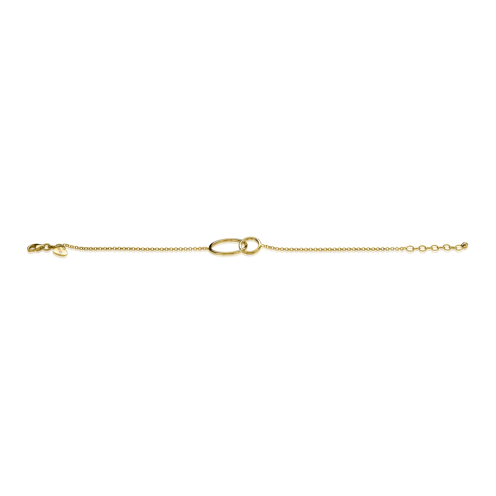 ZINZI Gold Plated Sterling Silver Bracelet with 2 Connected Circles 16-19cm ZIA1278G