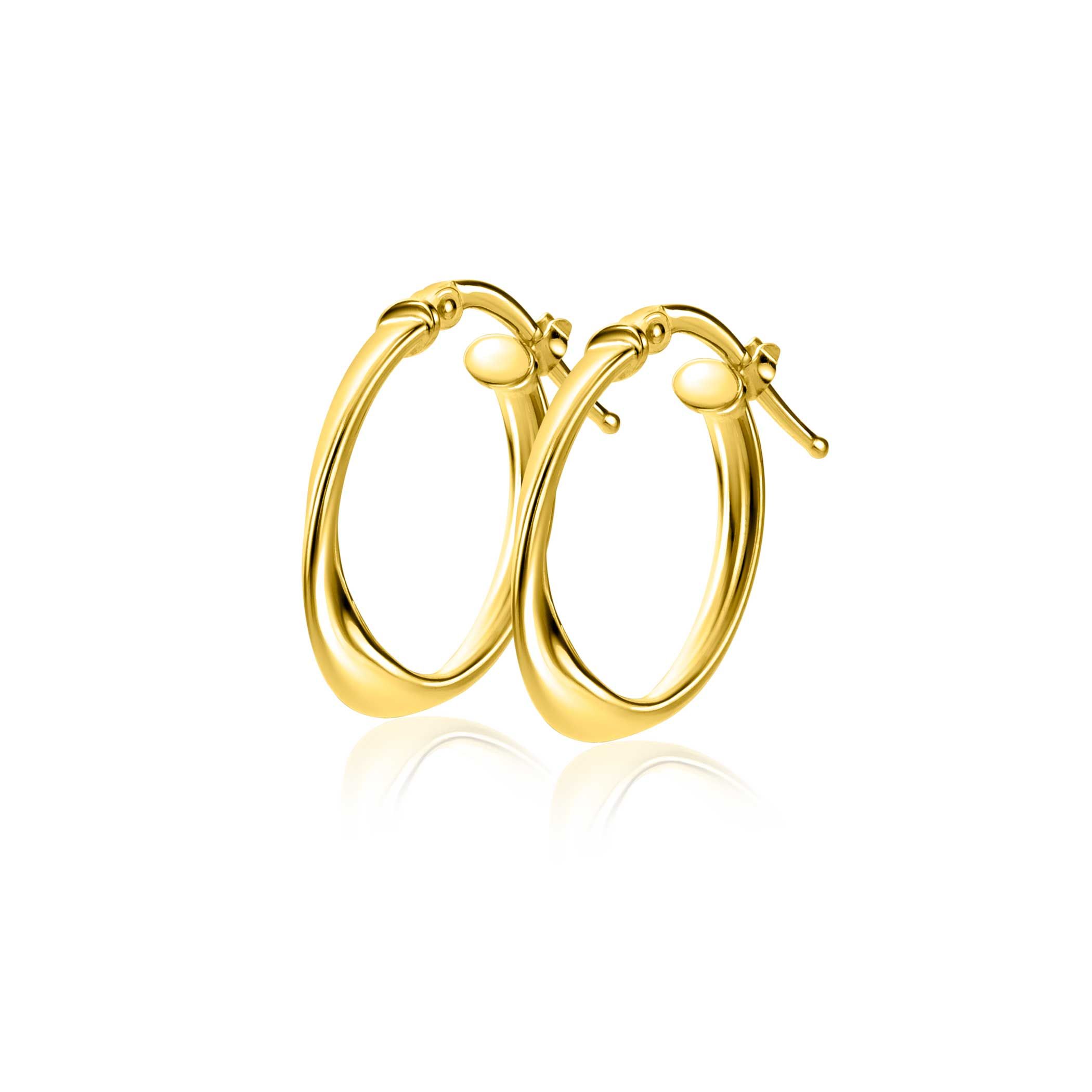 20mm ZINZI gold-plated silver hoop earrings with a twisted tube and practical top closure, ZIO-BF95G