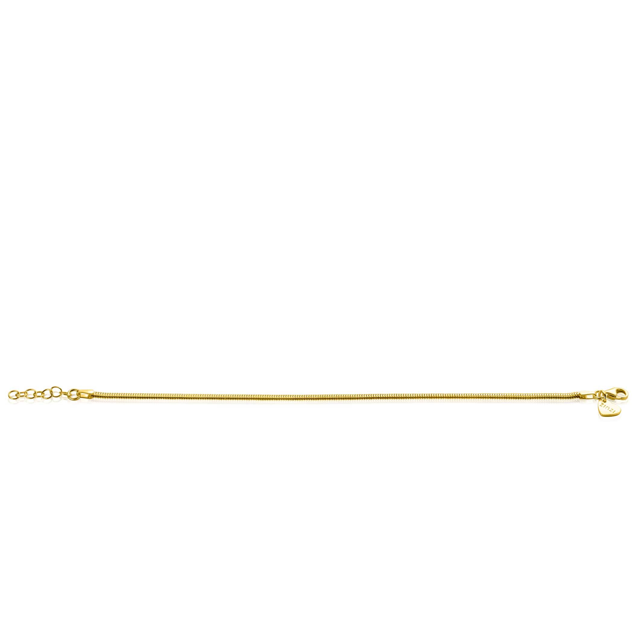 ZINZI Gold Plated Sterling Silver Flat Snake Chain Bracelet width 2,5mm ZIA2401G