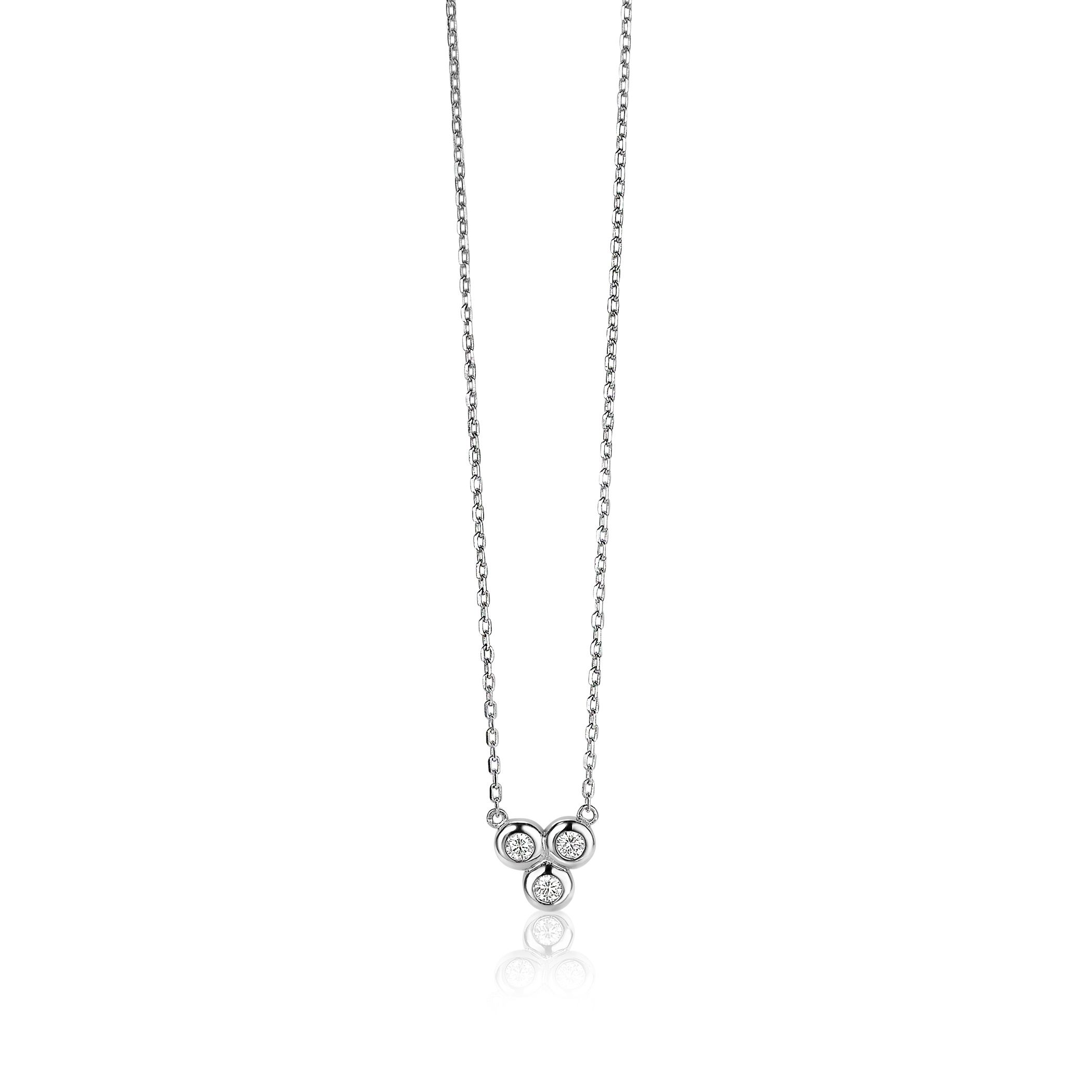 ZINZI Sterling Silver Necklace Pendant Round with White Zirconias 45cm ZIC1442