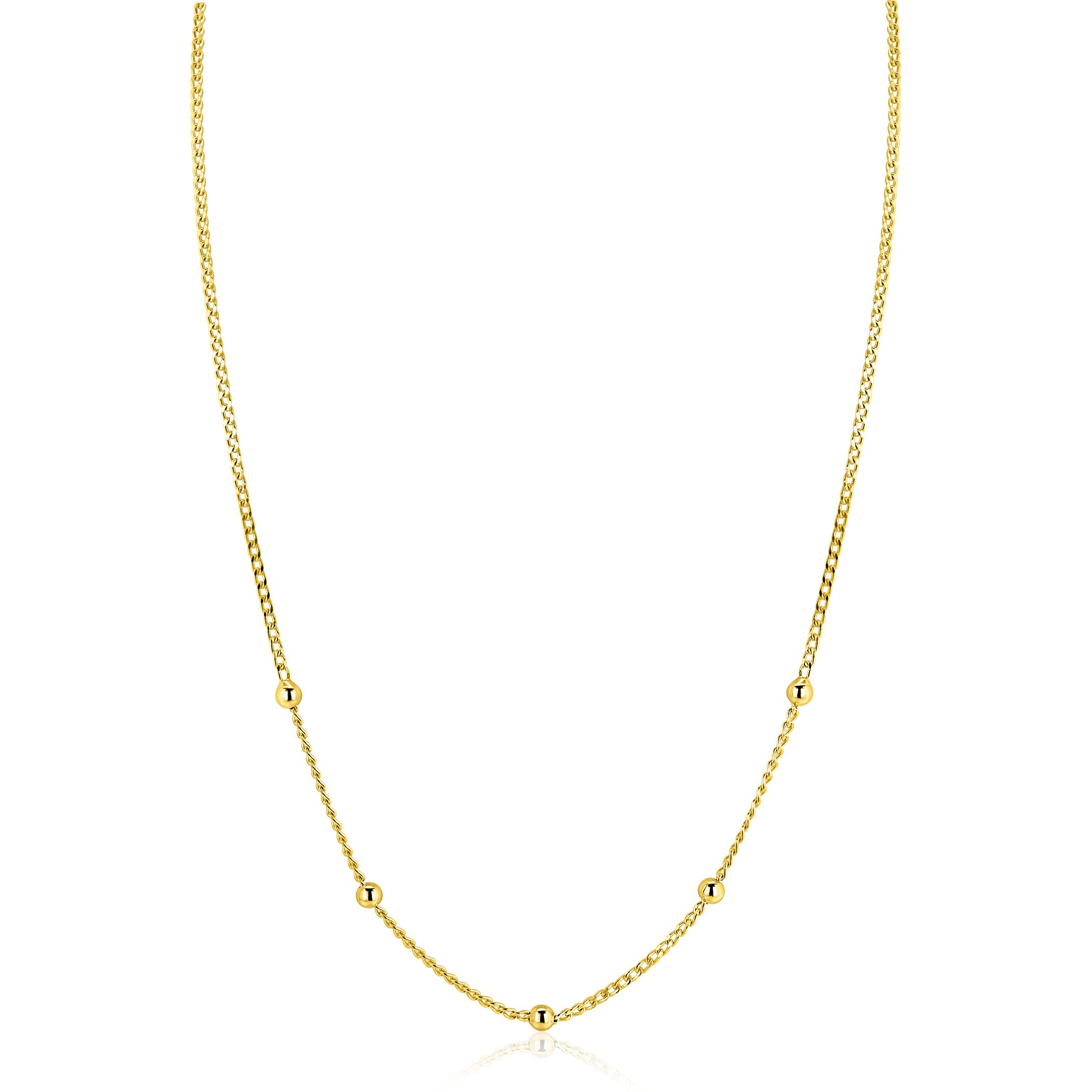 ZINZI zlv. collier gg.verg.gourmet en bolletjes 42+3cm