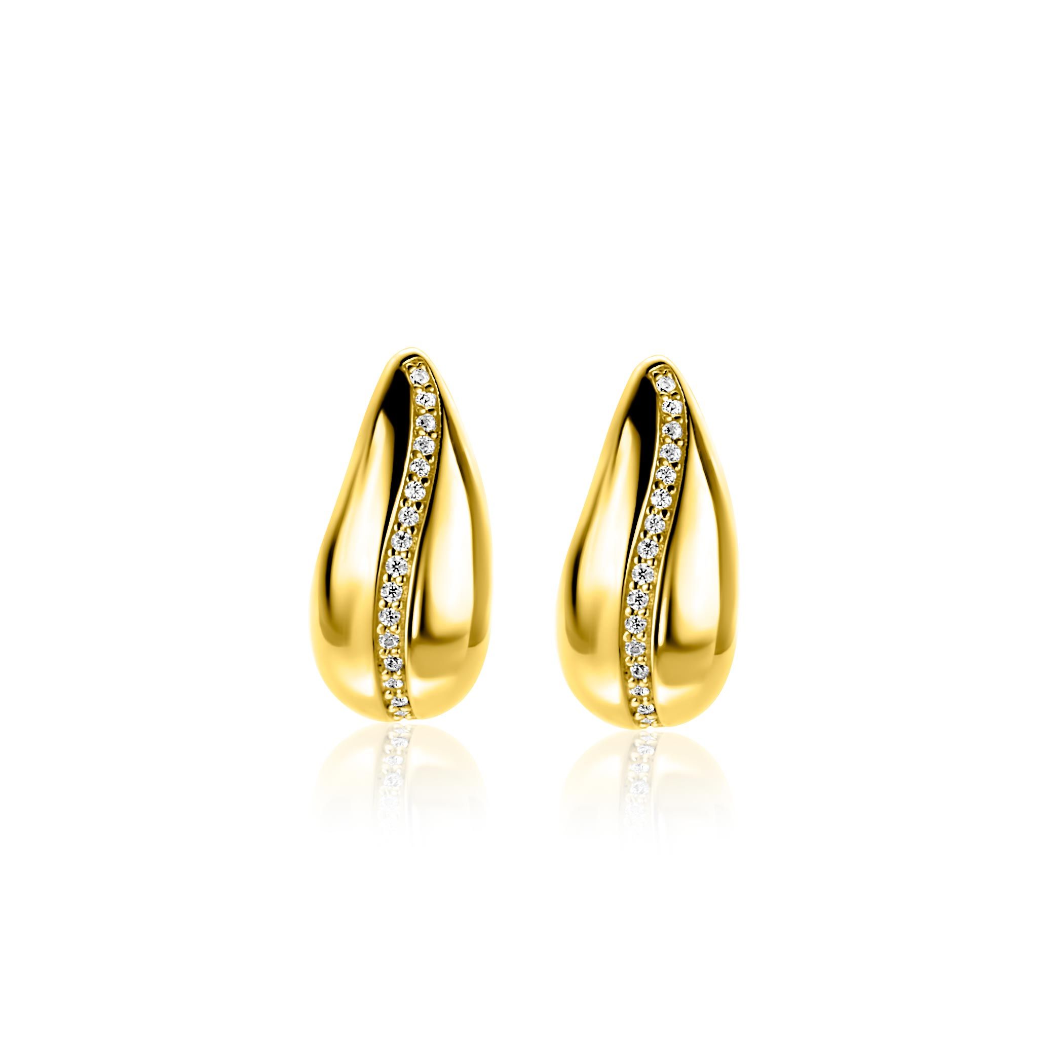 ZINZI zlv. oorstekers gg.verg.druppel met zirconia's