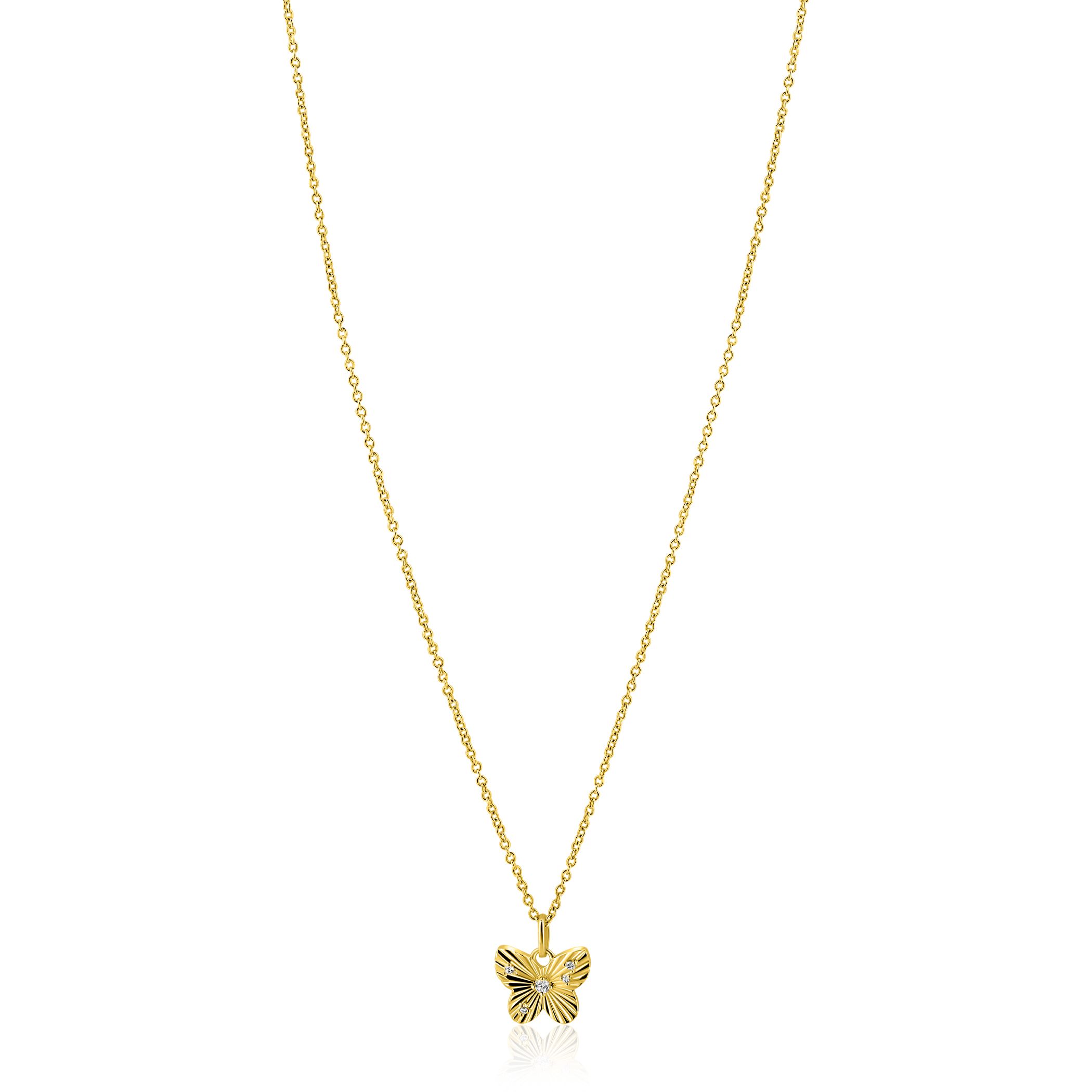 ZINZI zlv.collier gg.verg.hanger vlinder met zirc.