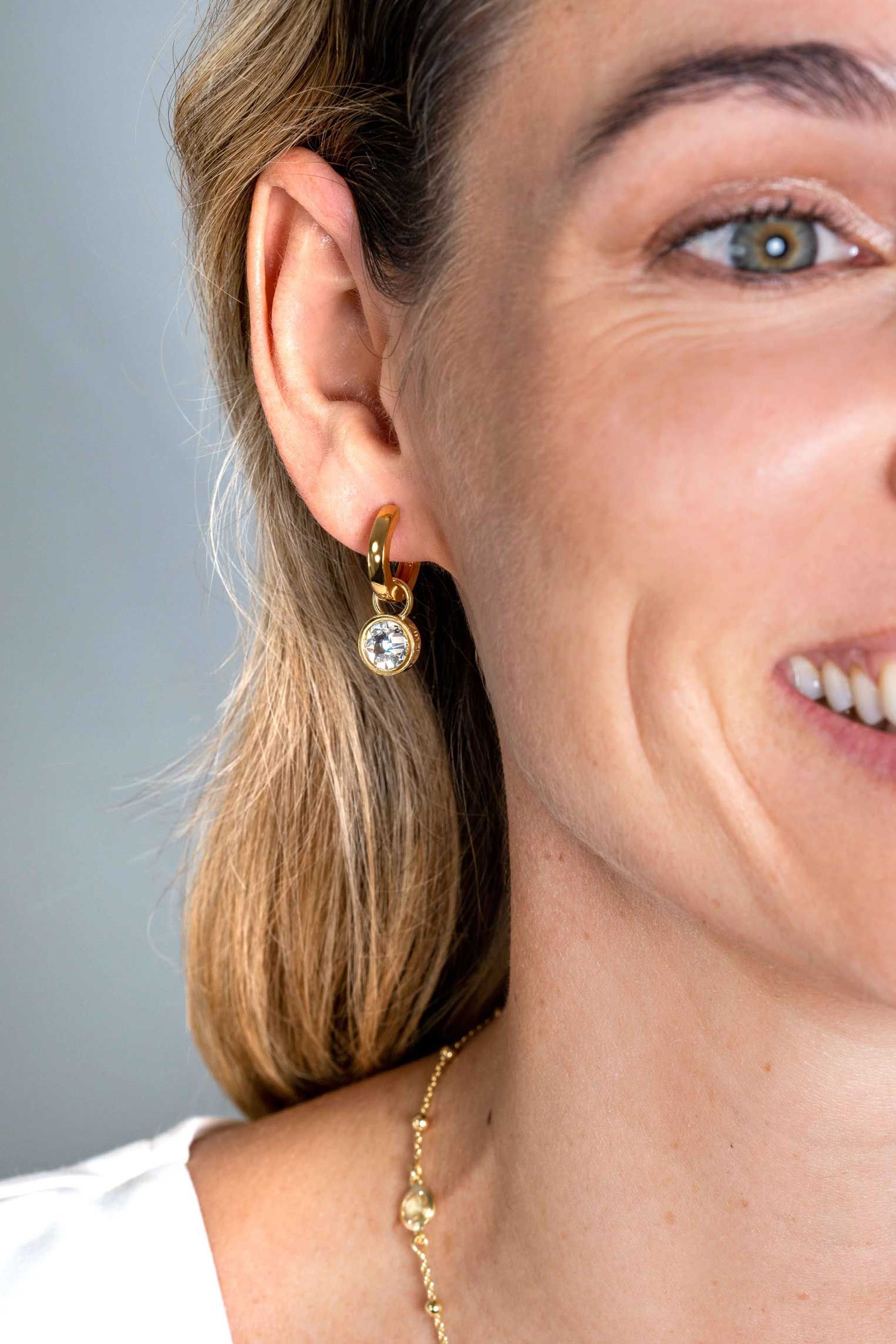 ZINZI Gold Plated Sterling Silver Earrings Pendants Green and White ZICH1006G (excl. hoop earrings)