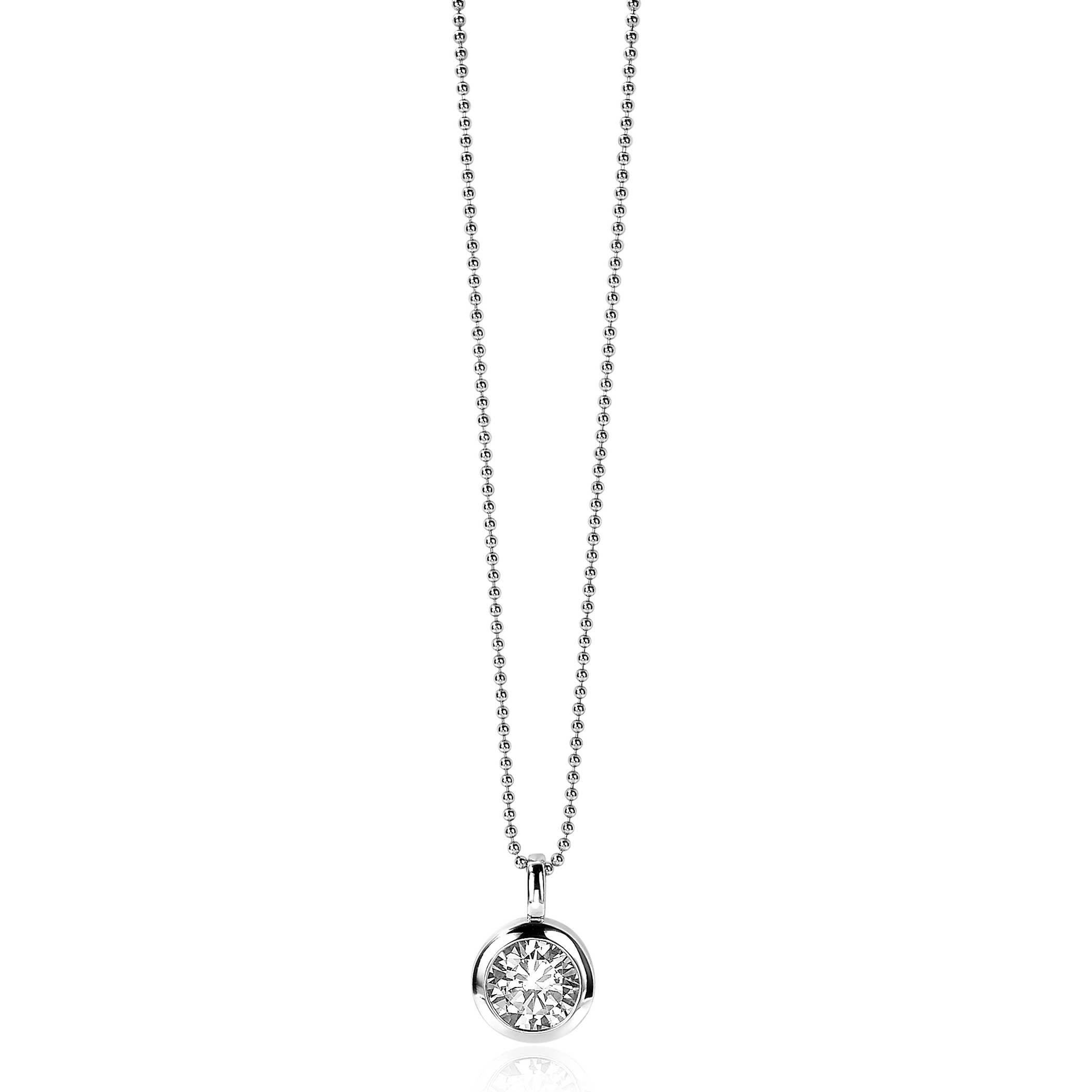 17mm ZINZI Sterling Silver Pendant Round White Zirconia ZIH1