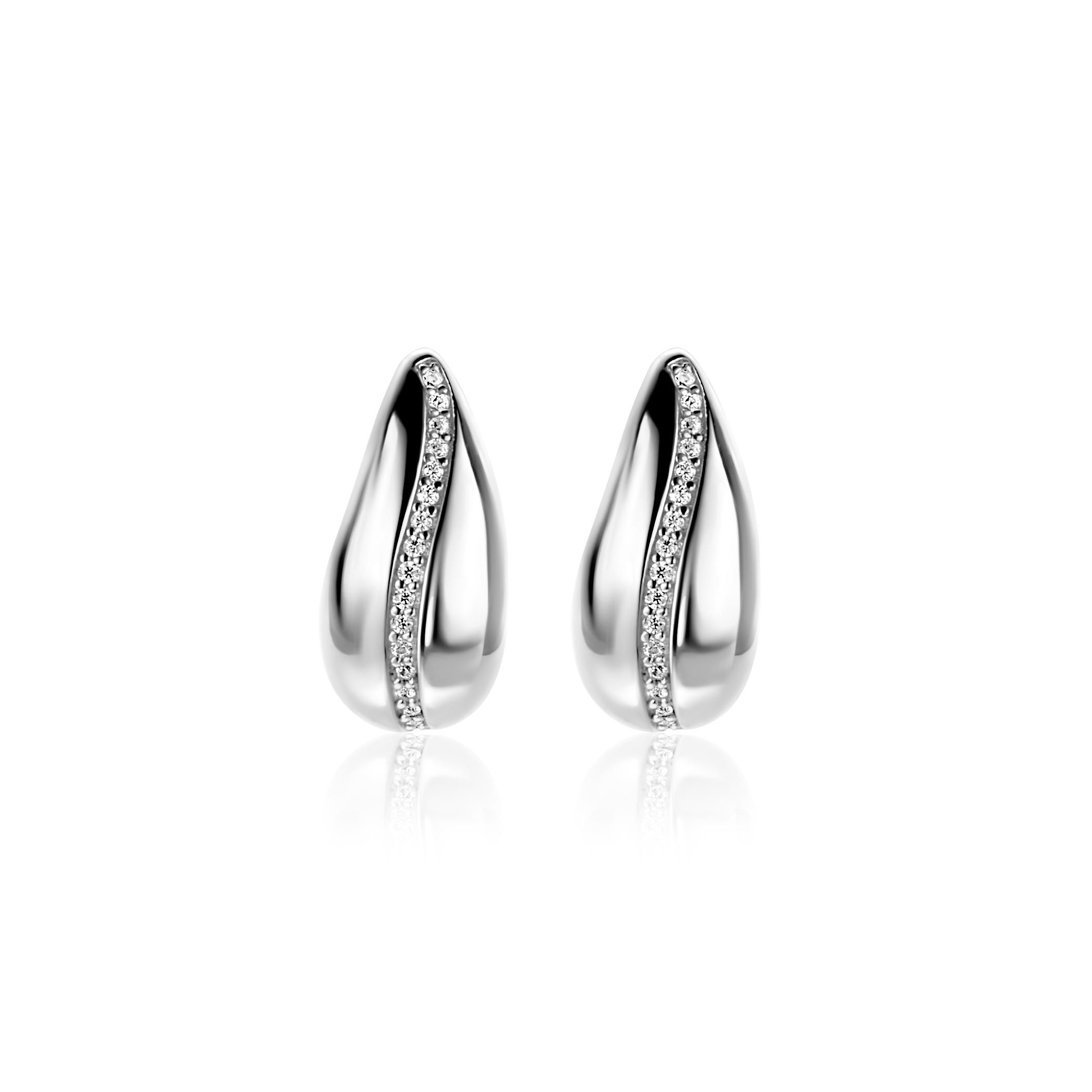 ZINZI zlv. oorstekers druppel met zirconia's