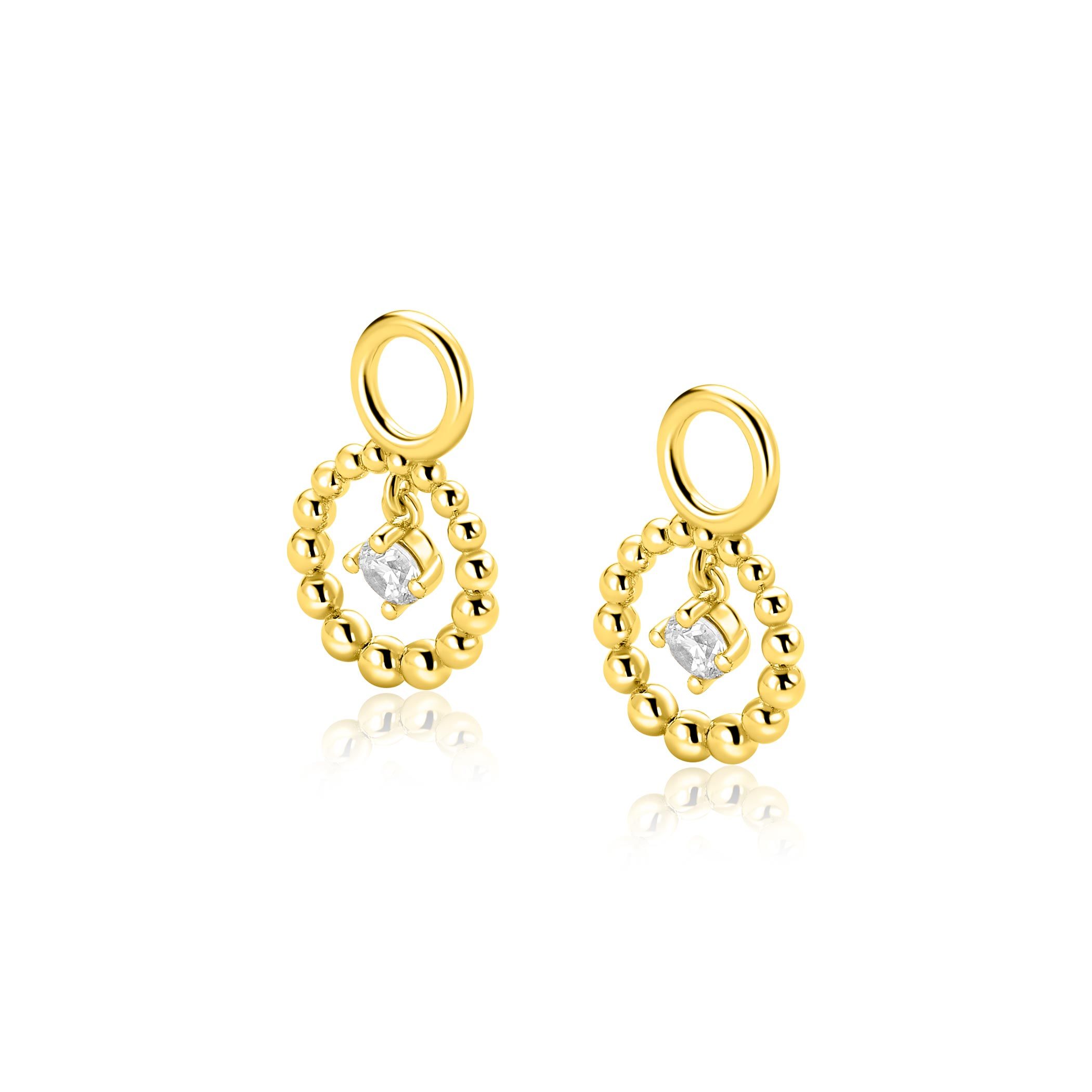 ZINZI zlv. gg.verg. oorbedels rond open bolletjes/zirc