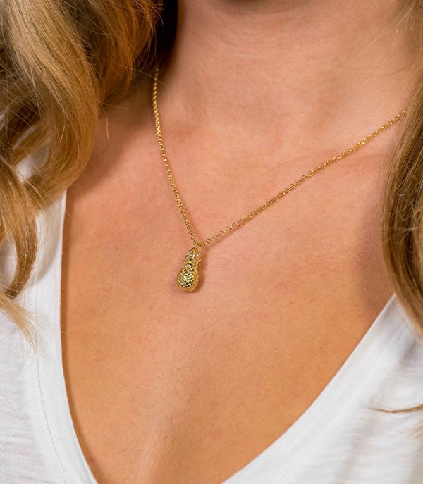 ZINZI Sterling Silver Necklace Yellow Gold Plated Pineapple ZIC1699G