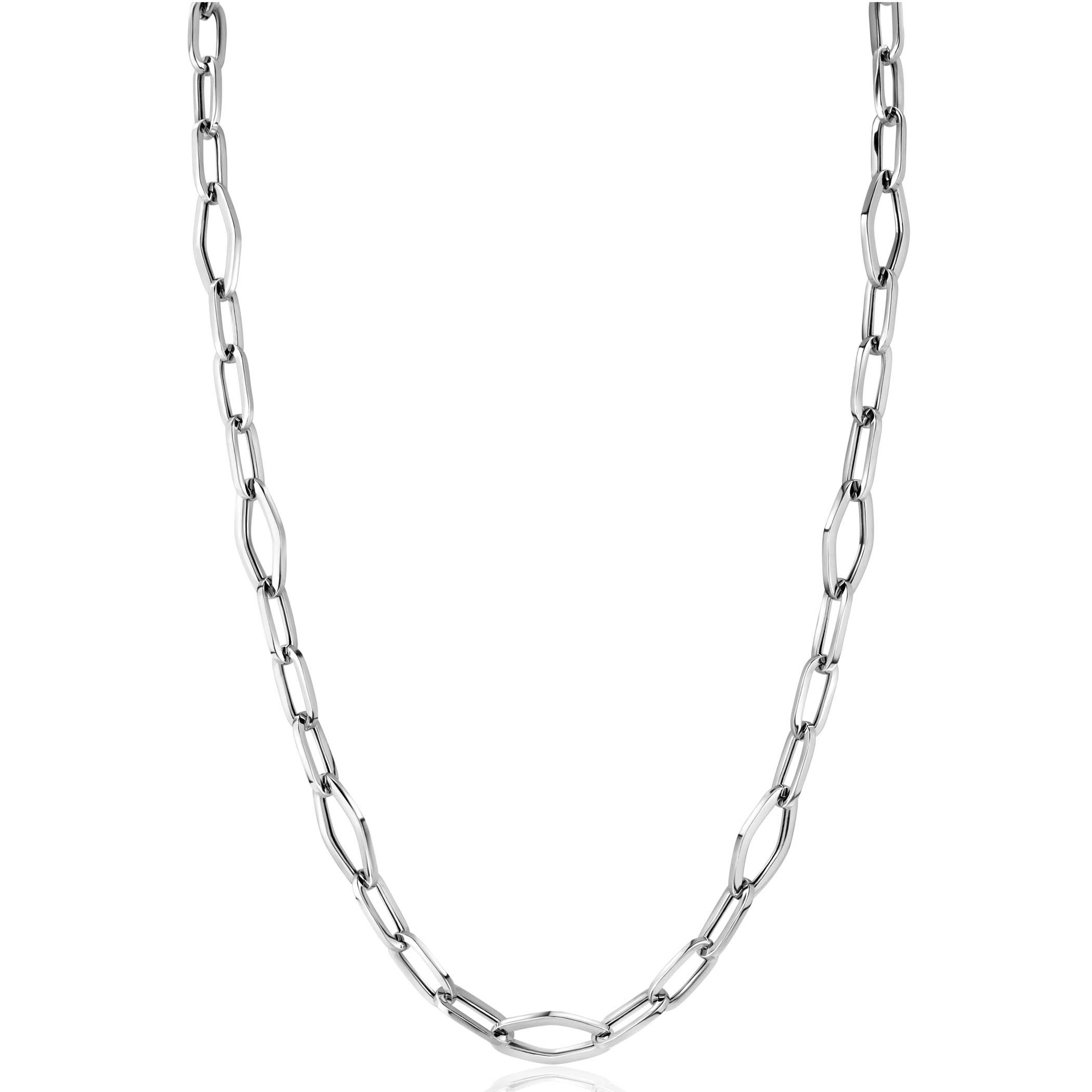 ZINZI Sterling Silver Chain Necklace with Oval and Diamond-shaped Chains (11mm) 45cm ZIC-BF65