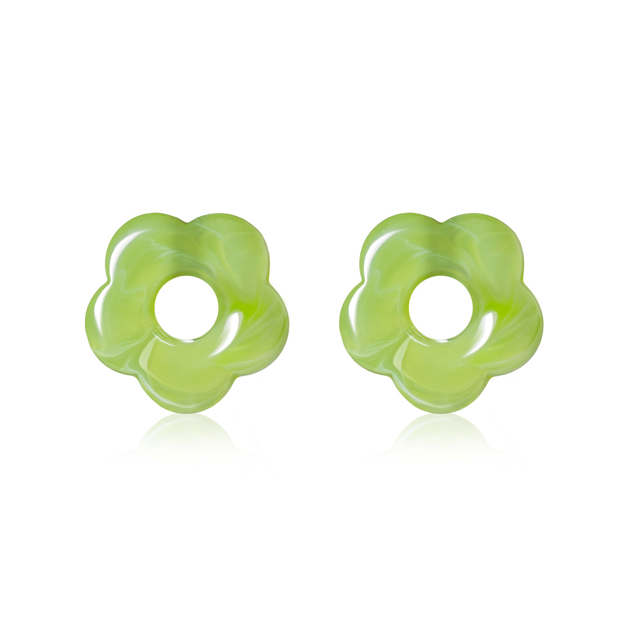 26mm flower-shaped light green synthetic earring charms ZICH2720GA