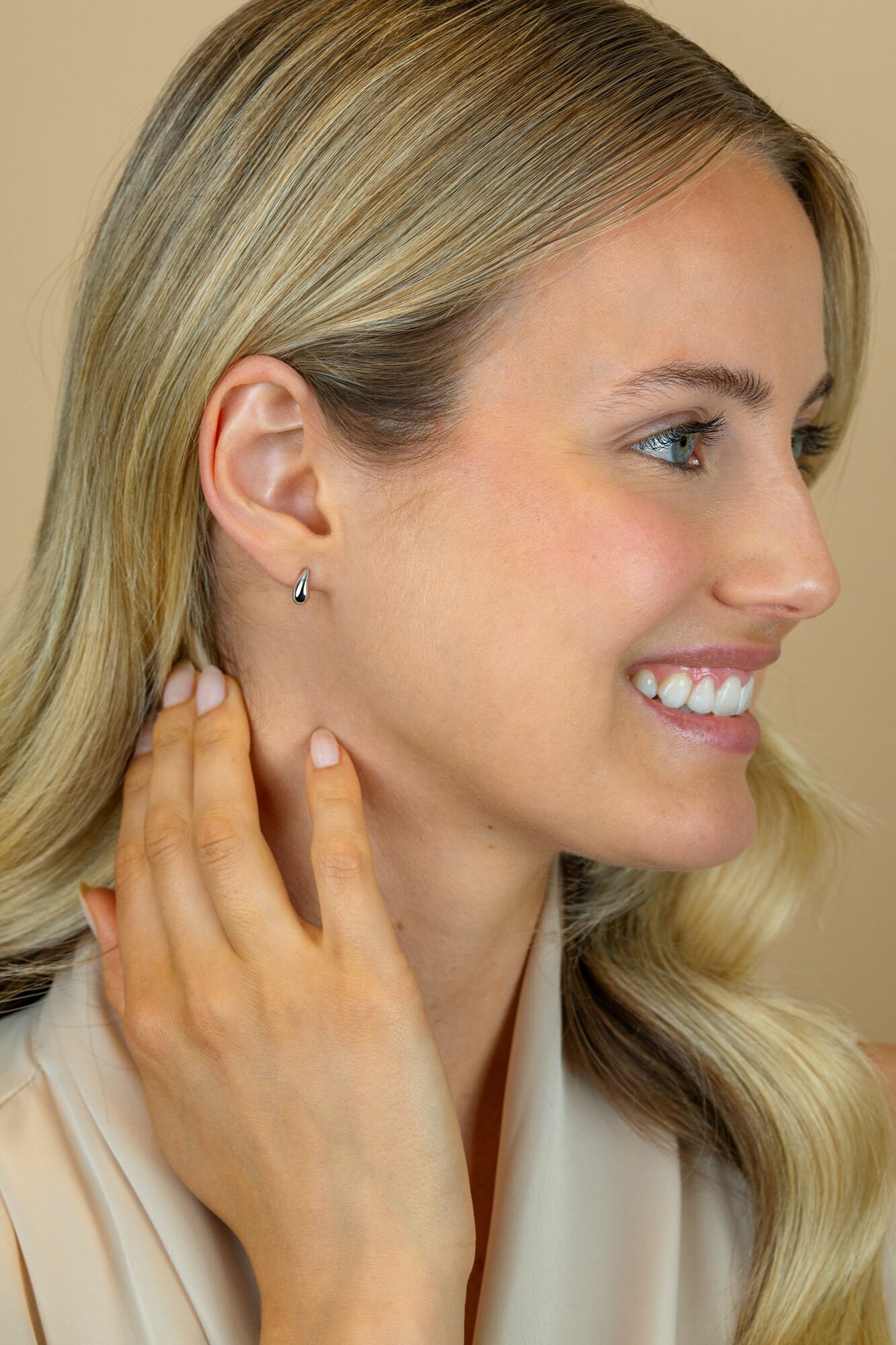 ZINZI zlv. oorknopjes druppel vorm