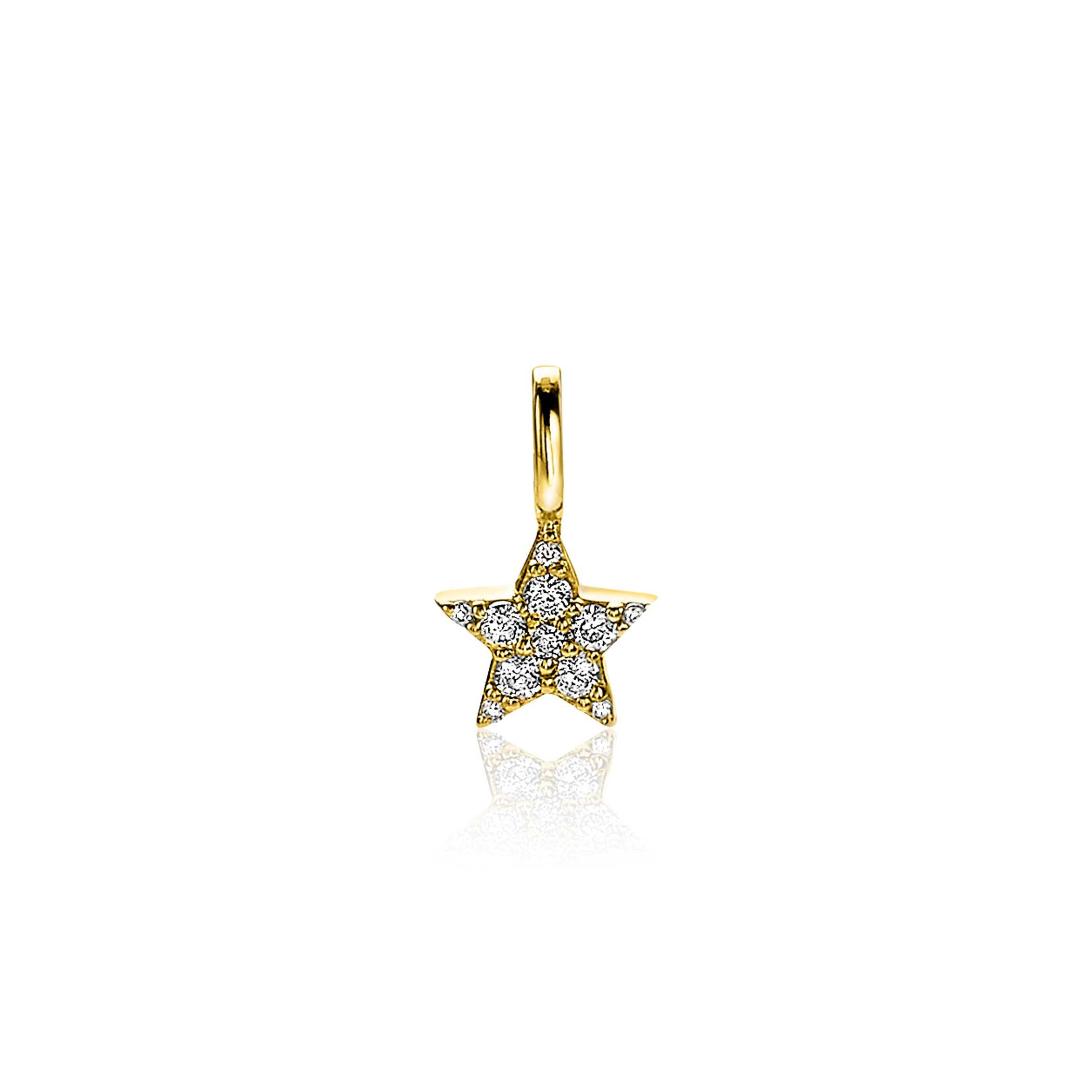 13mm ZINZI Gold Plated Sterling Silver Star Pendant White ZIH2138Y (excl. necklace)
