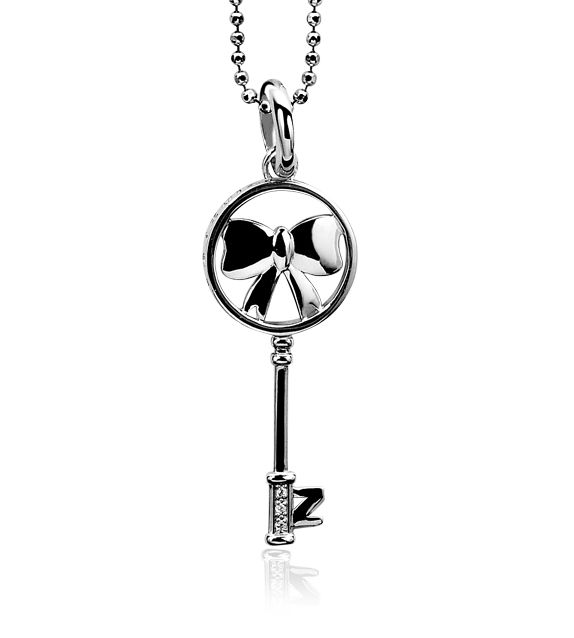ZINZI Sterling Silver Pendant Key White ZIH926