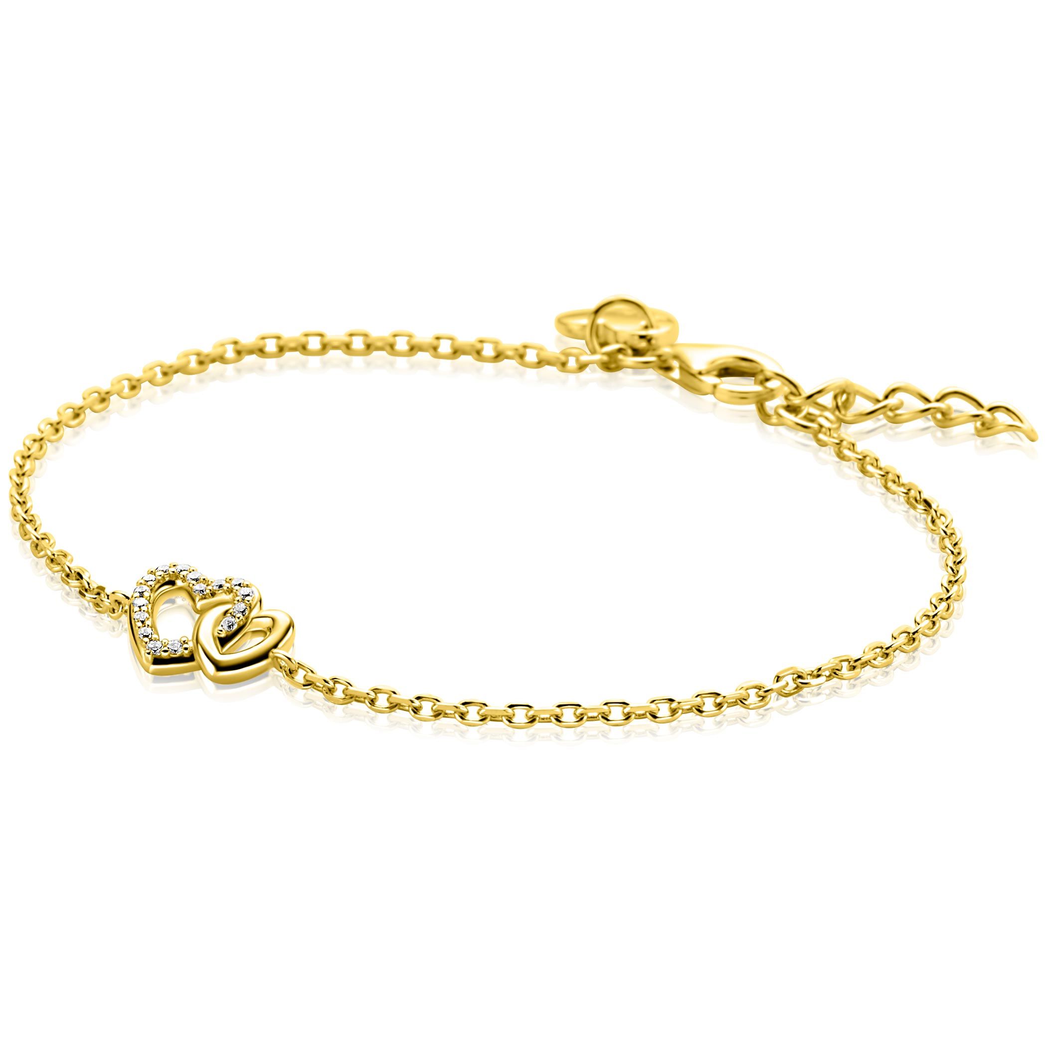 ZINZI zlv.armband gg.verg.2 harten verbonden 1xzirc