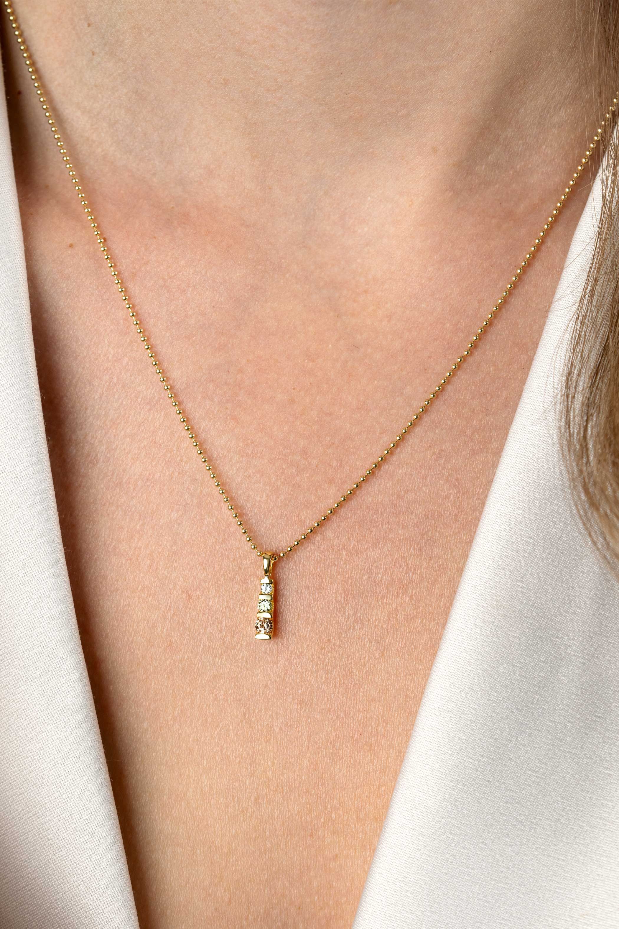 15mm ZINZI gold plated silver pendant set with champagne, peridot and white zirconias ZIH2612 (without necklace)
