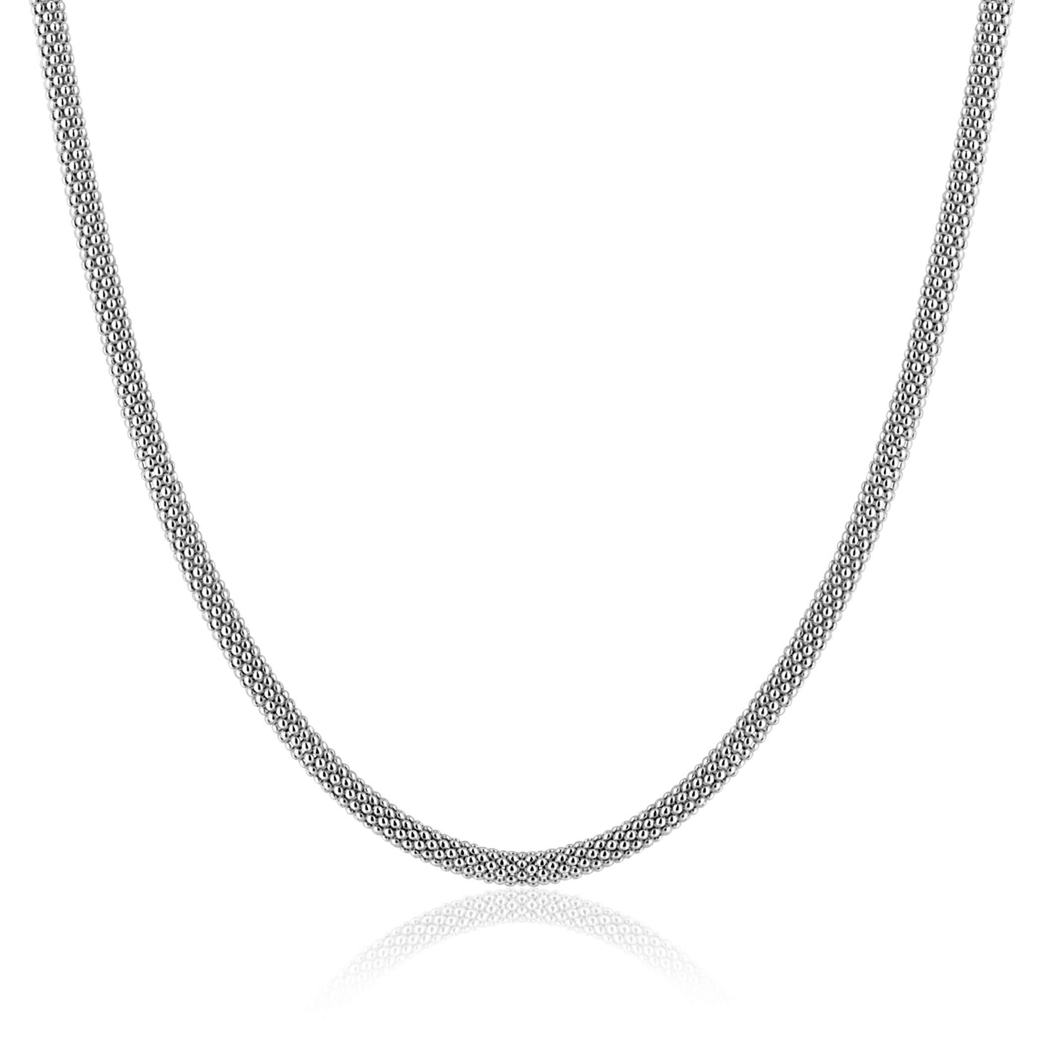 ZINZI zlv. collier fijne popcorn 3mm 42cm
