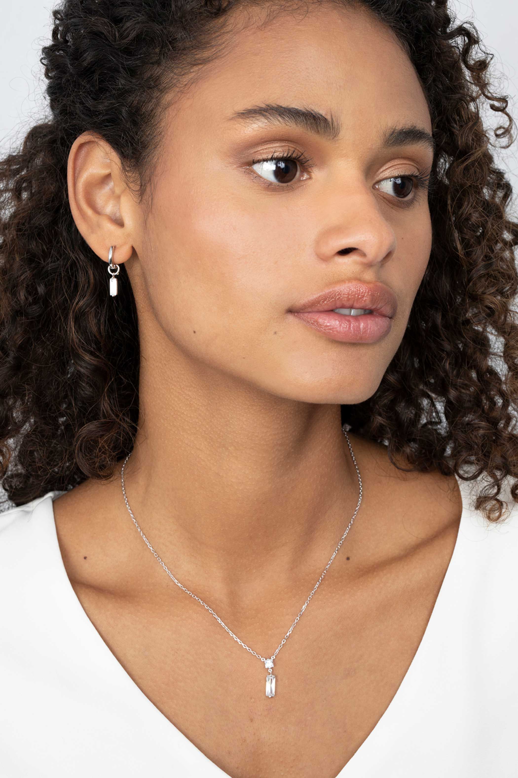 15mm ZINZI Sterling Silver Earrings Pendants Rectangular White ZICH2056 (excl. hoop earrings)