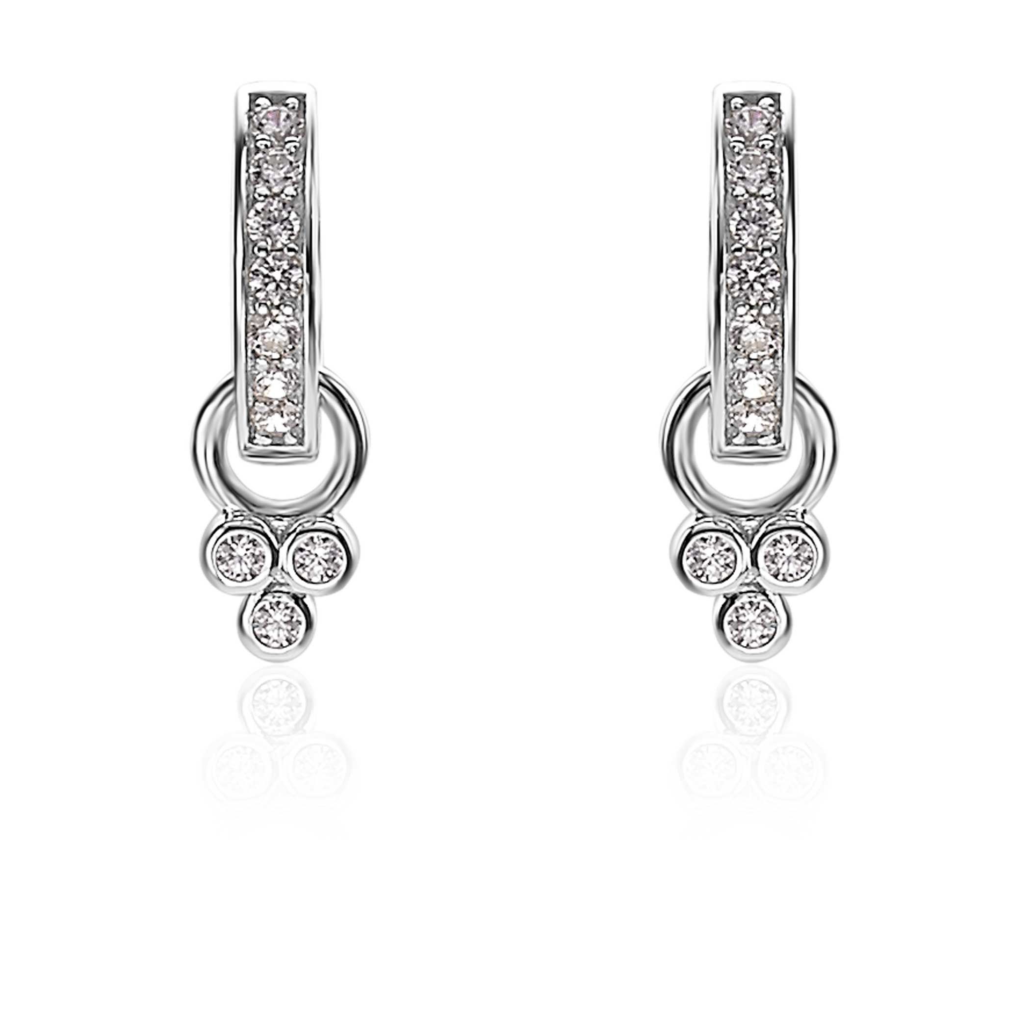 ZINZI Sterling Silver Earrings Pendants Round White ZICH1829 (excl. hoop earrings)