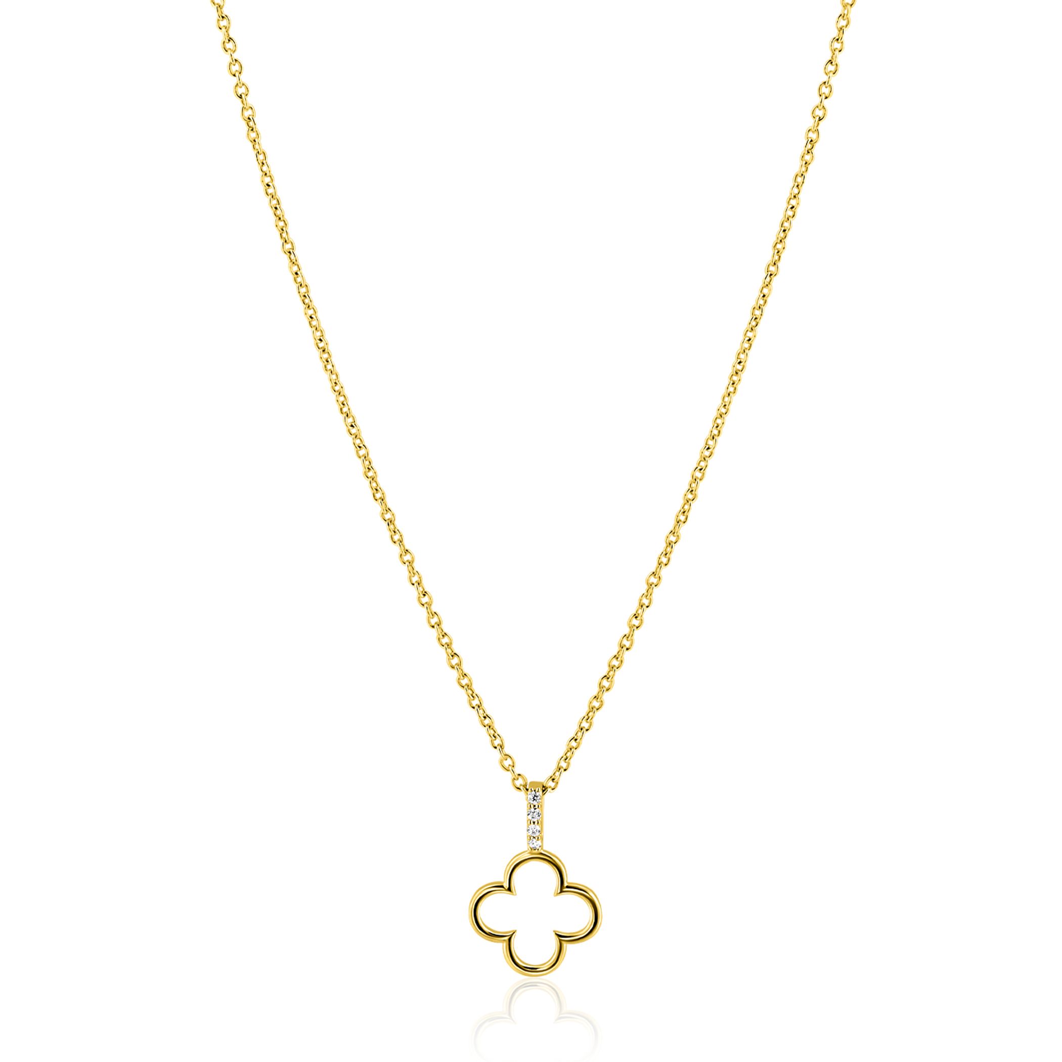 ZINZI zlv.collier gg.verg.hanger open klaver/oog zirc.