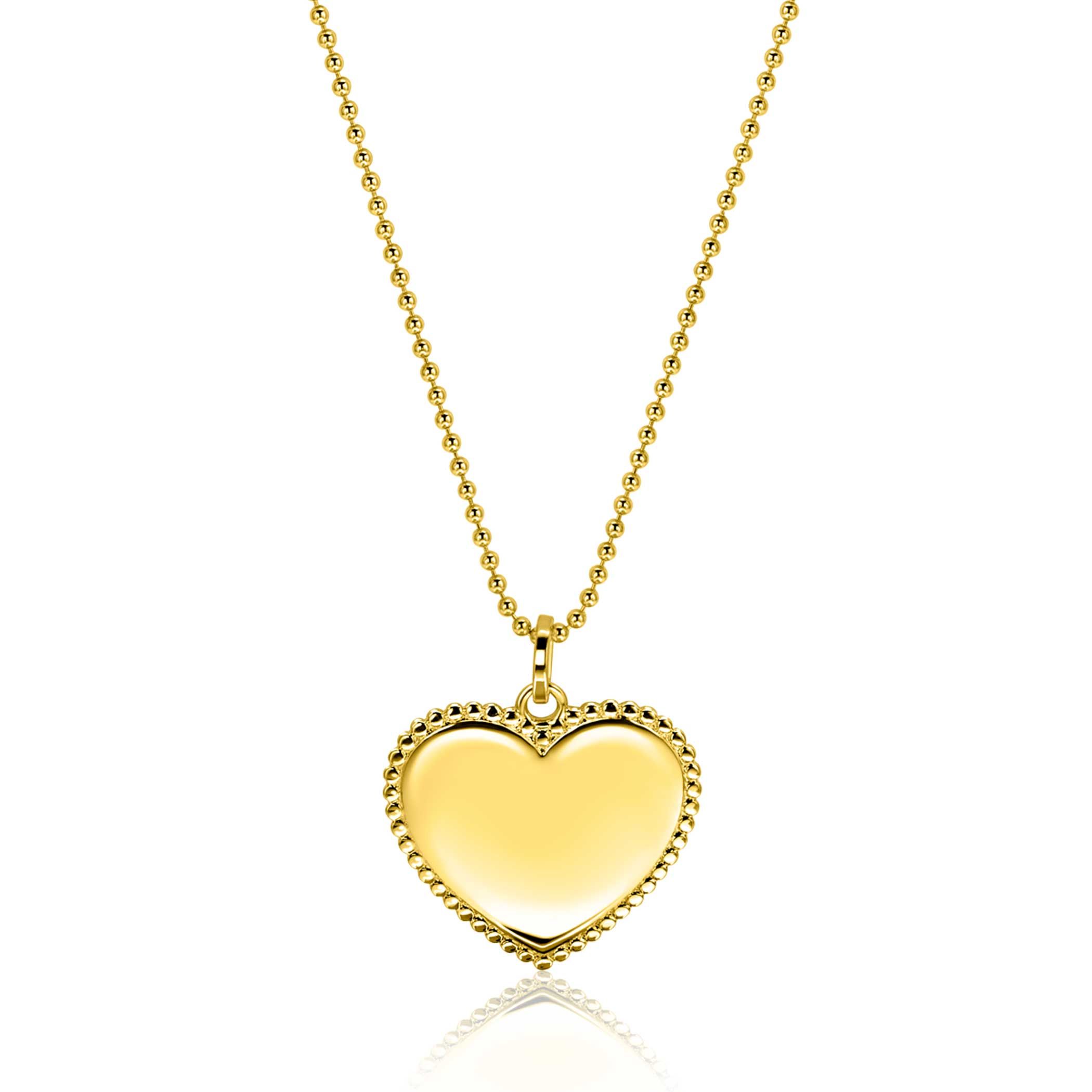 23mm ZINZI gold plated silver heart pendant with pearl rim