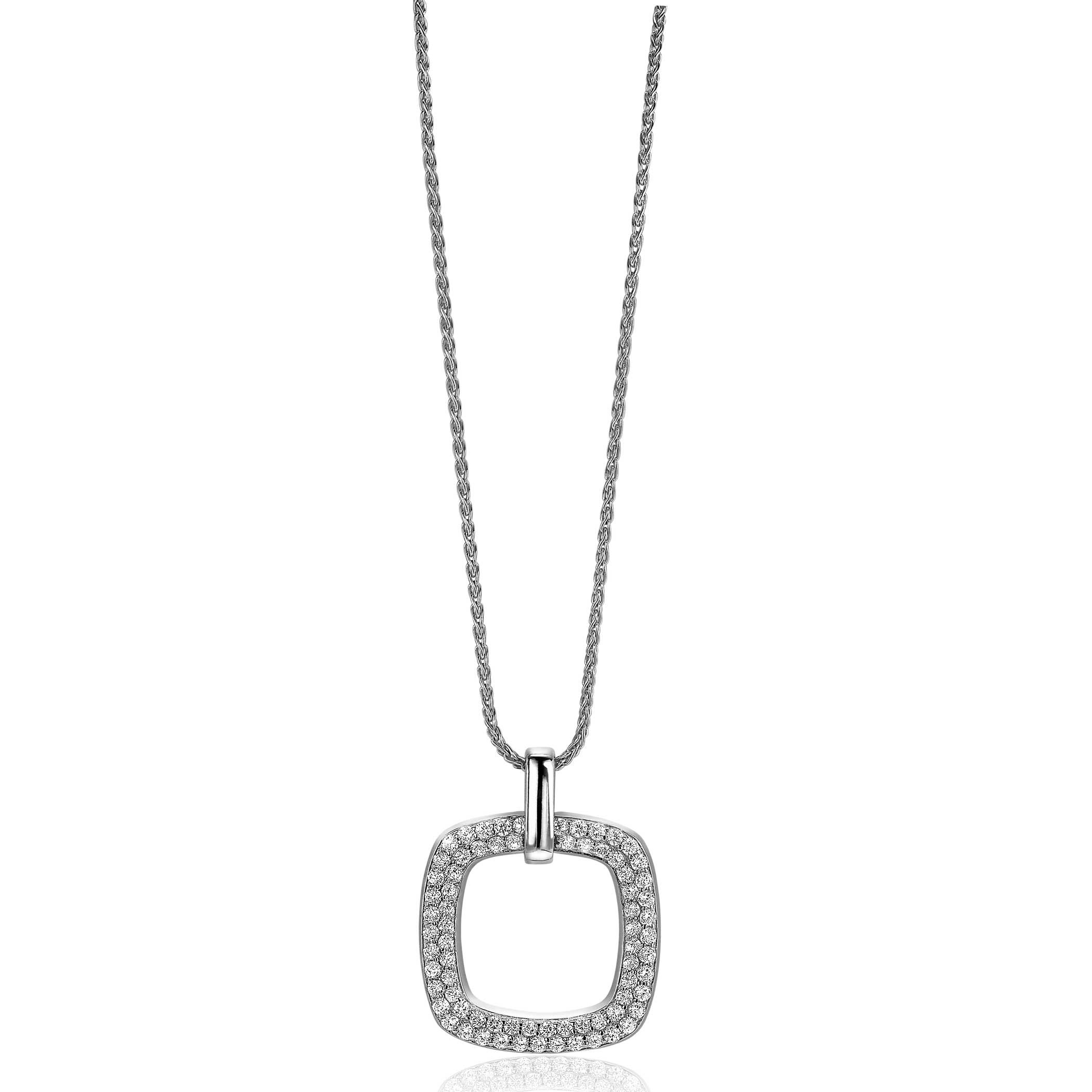 ZINZI Sterling Silver Rectangular Pendant White Zirconias 30mm ZIH1158