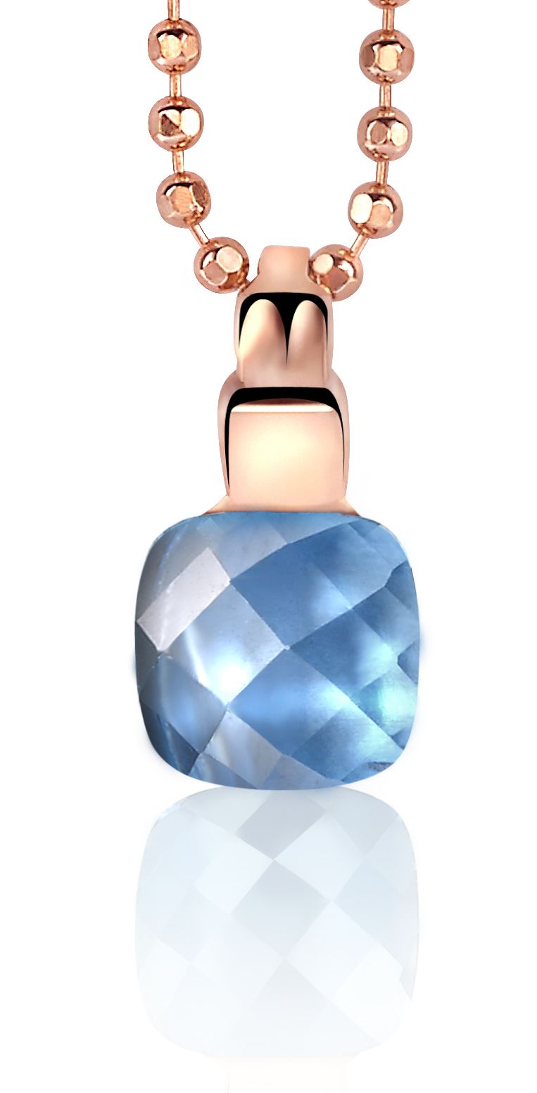 ZINZI Rose Gold Plated Sterling Silver Square Pendant Blue ZIH1111B