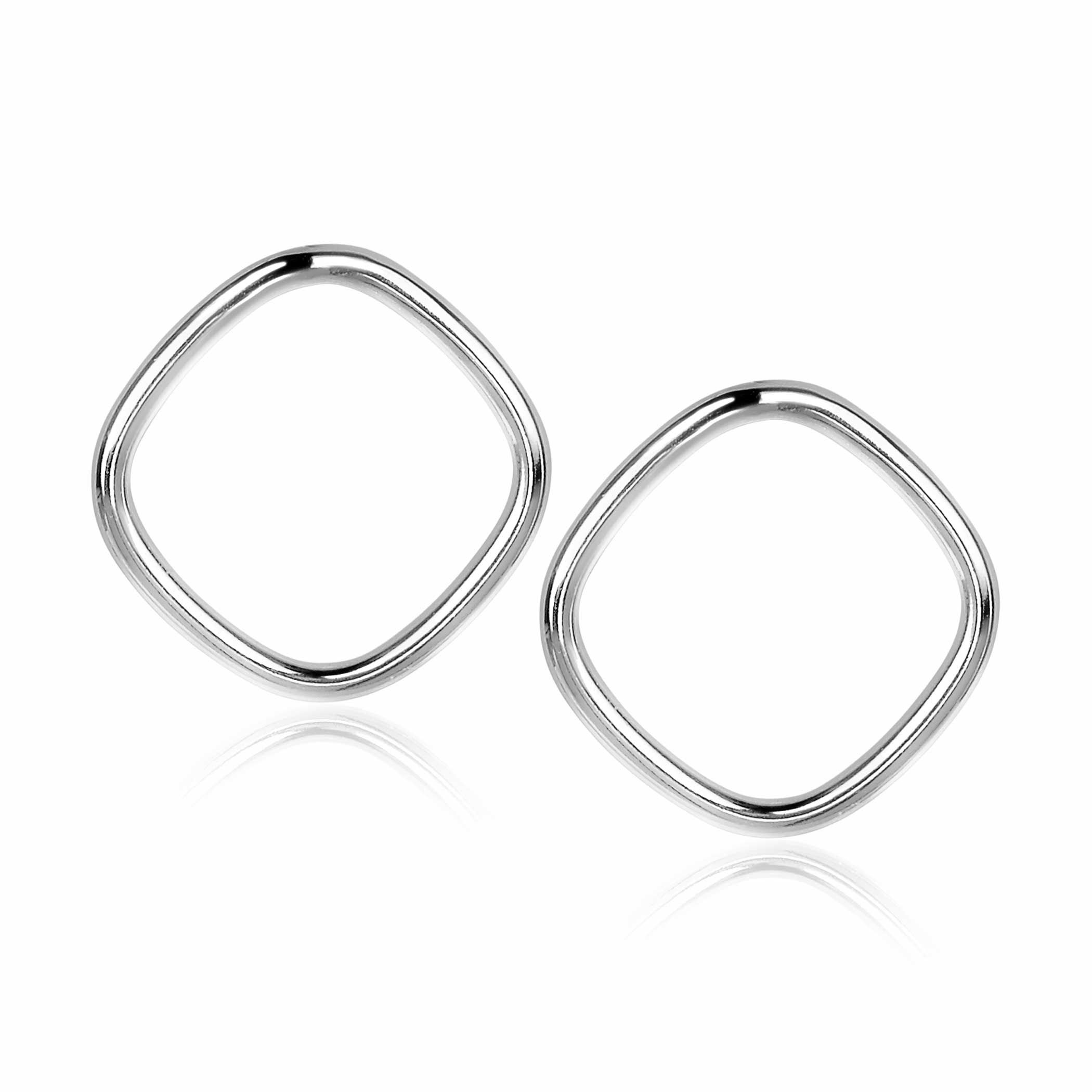 23mm ZINZI Sterling Silver Stud Earrings Open Square ZIO2094